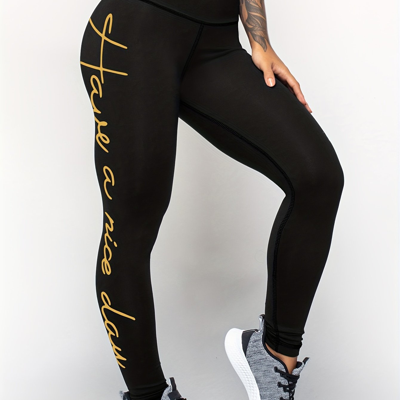 Letter Print Yoga Workout Pants High Stretch Sports Running - Temu