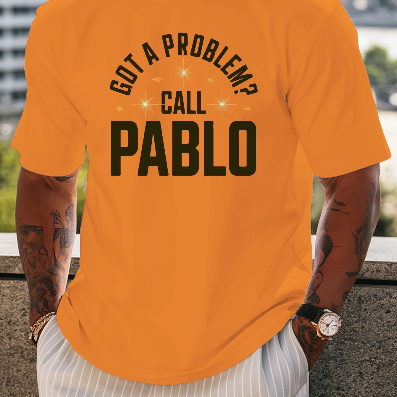 TEMU Got A Problem Call Men's Shirt Printed Round Neck T-shirt, Summer Casual Sports Fashion Trend Comfortable Fabric Cool And Breathable And Soft