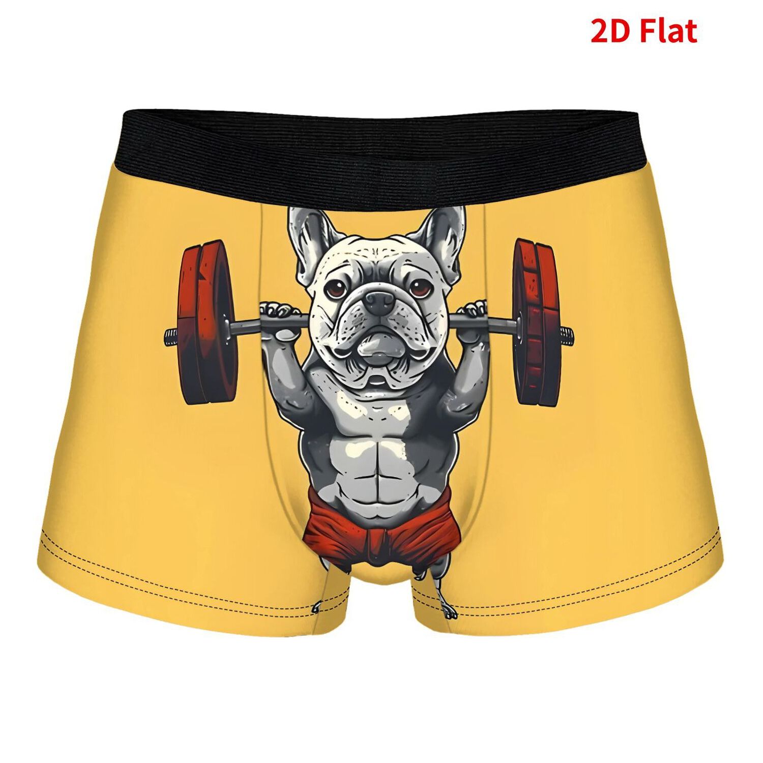 TEMU 2d Print Design Gym French Bulldog Weightlifting Pattern Print Men's Underpants Soft Comfortable Wear Soft Short Underpants
