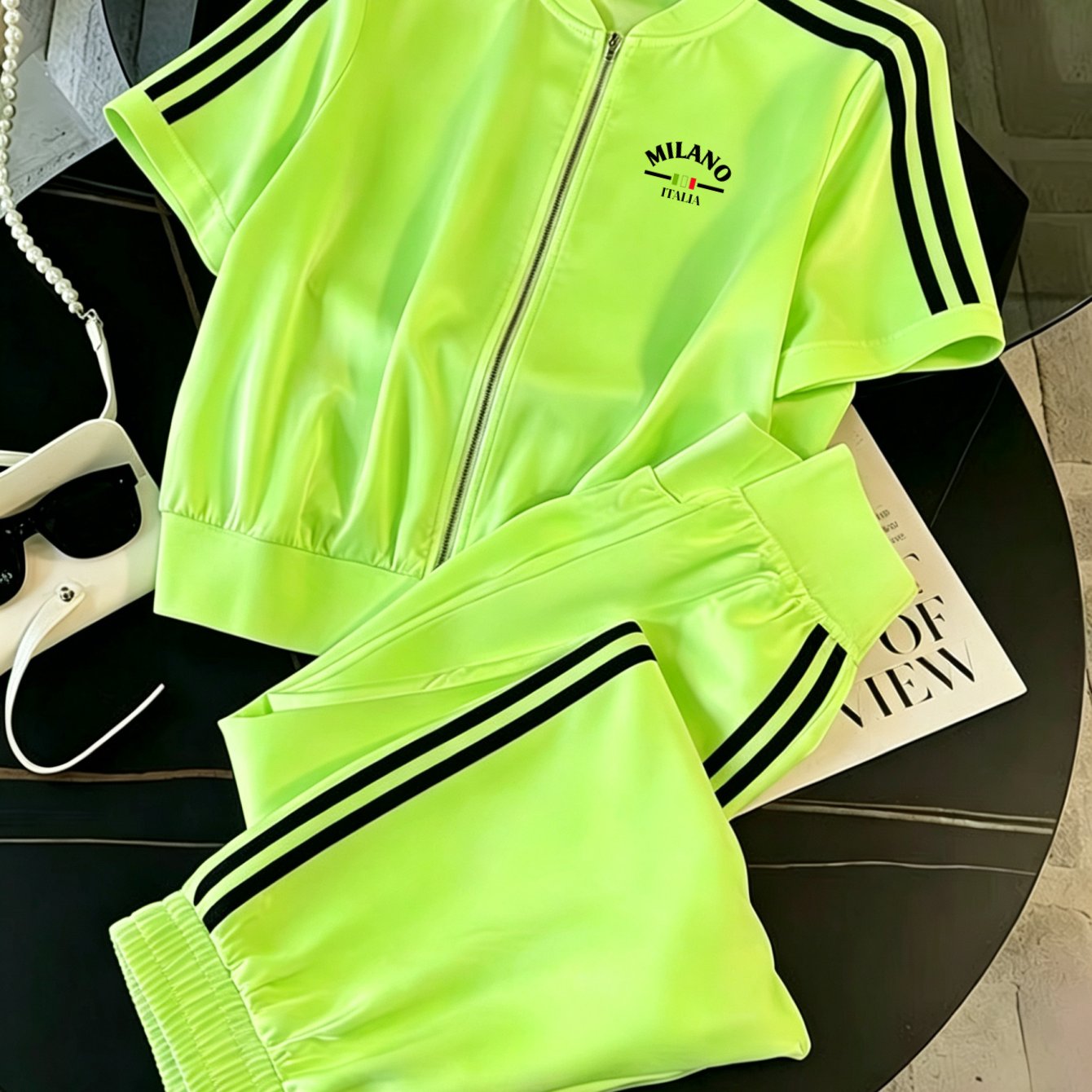 Image of 2pcs Set: Men's Casual Sportswear (short-sleeve Jacket + Trousers) - Ideal For Outdoor Golf & Casual Attire - Multiple Colors
