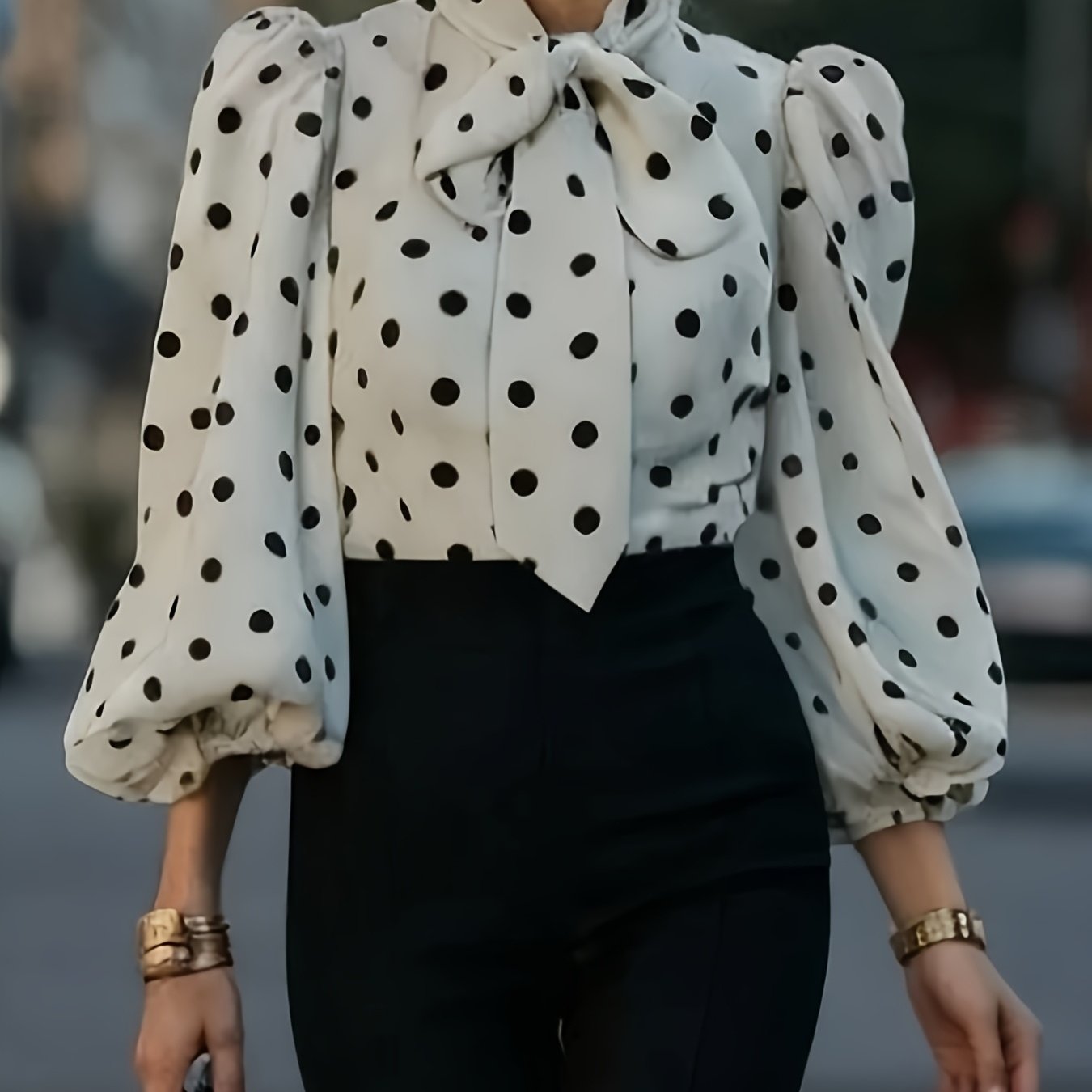 TEMU Camicia a con papillon, blusa con lacci, maniche a , blusa vintage in chiffon a , camicia vintage in stile francese, top da pendolare, camicia