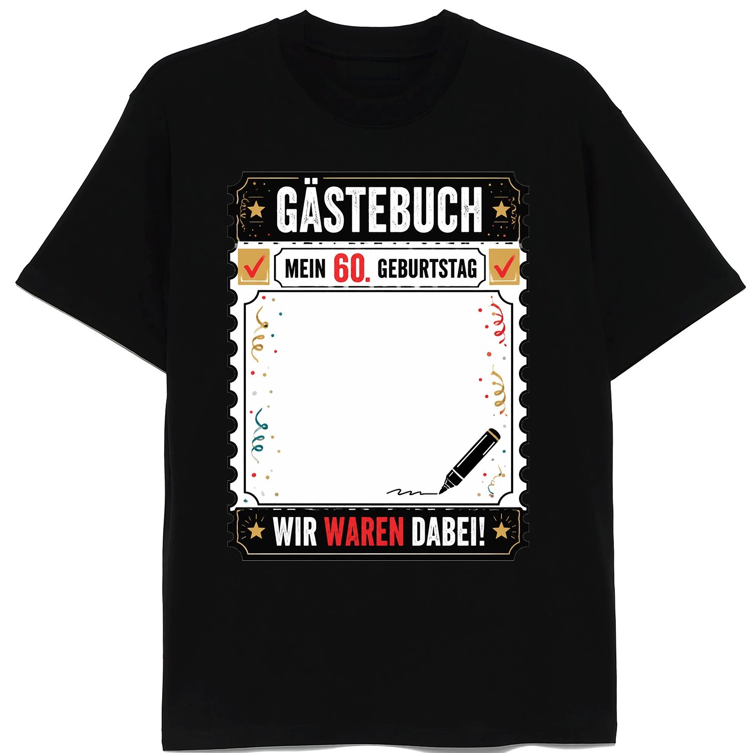 Image of German 60th Birthday Party Guestbook Signing T-shirt For Men Women 60 Years Old Birthday Guest Book Sign In Outfits Tee