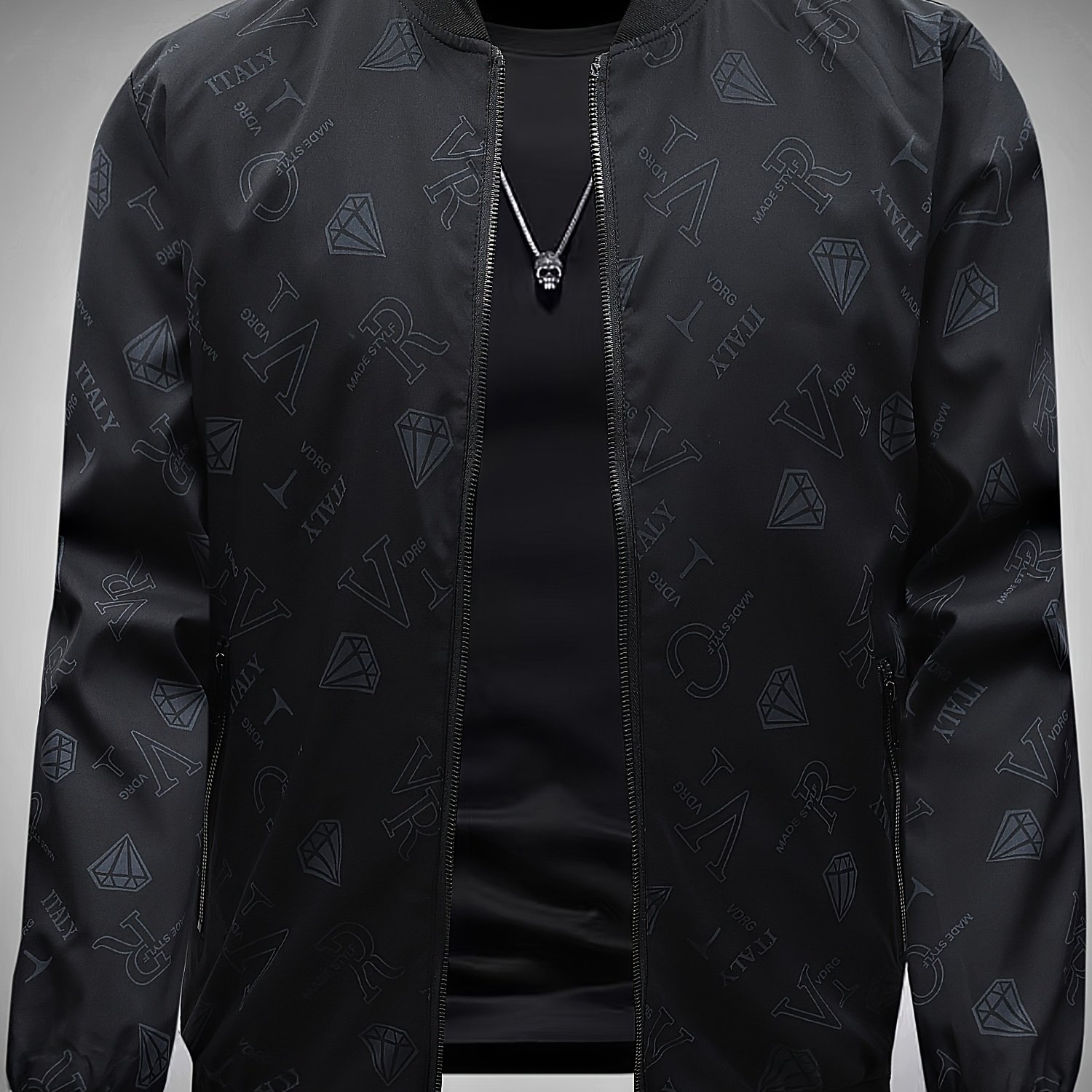 Image of 's Fashion Jacket Spring And Autumn Thin Trendy Brand Print Coat Casual Versatile Youth Men's Clothing Top