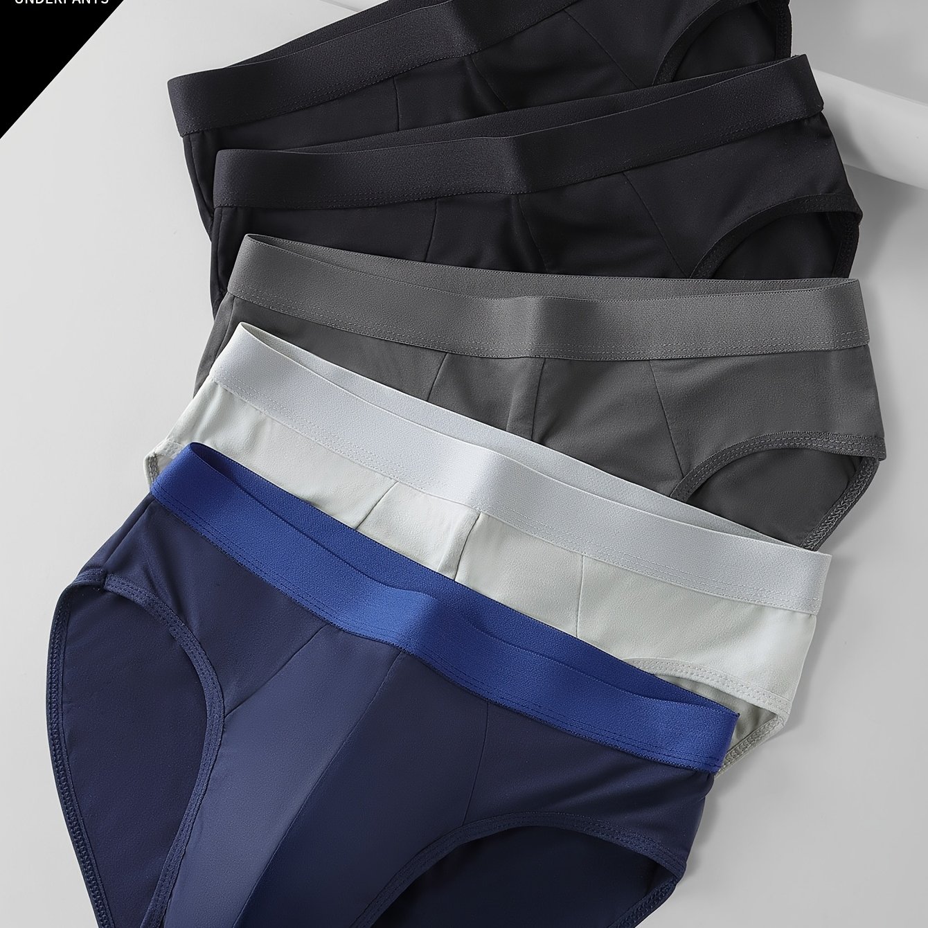 TEMU Ropa Interior para Hombre Fresca y Aleatoria, 5 piezas, Nueva, Transpirable, Color Sólido, Pantalones Triangulares de Tela Premium Fácil,