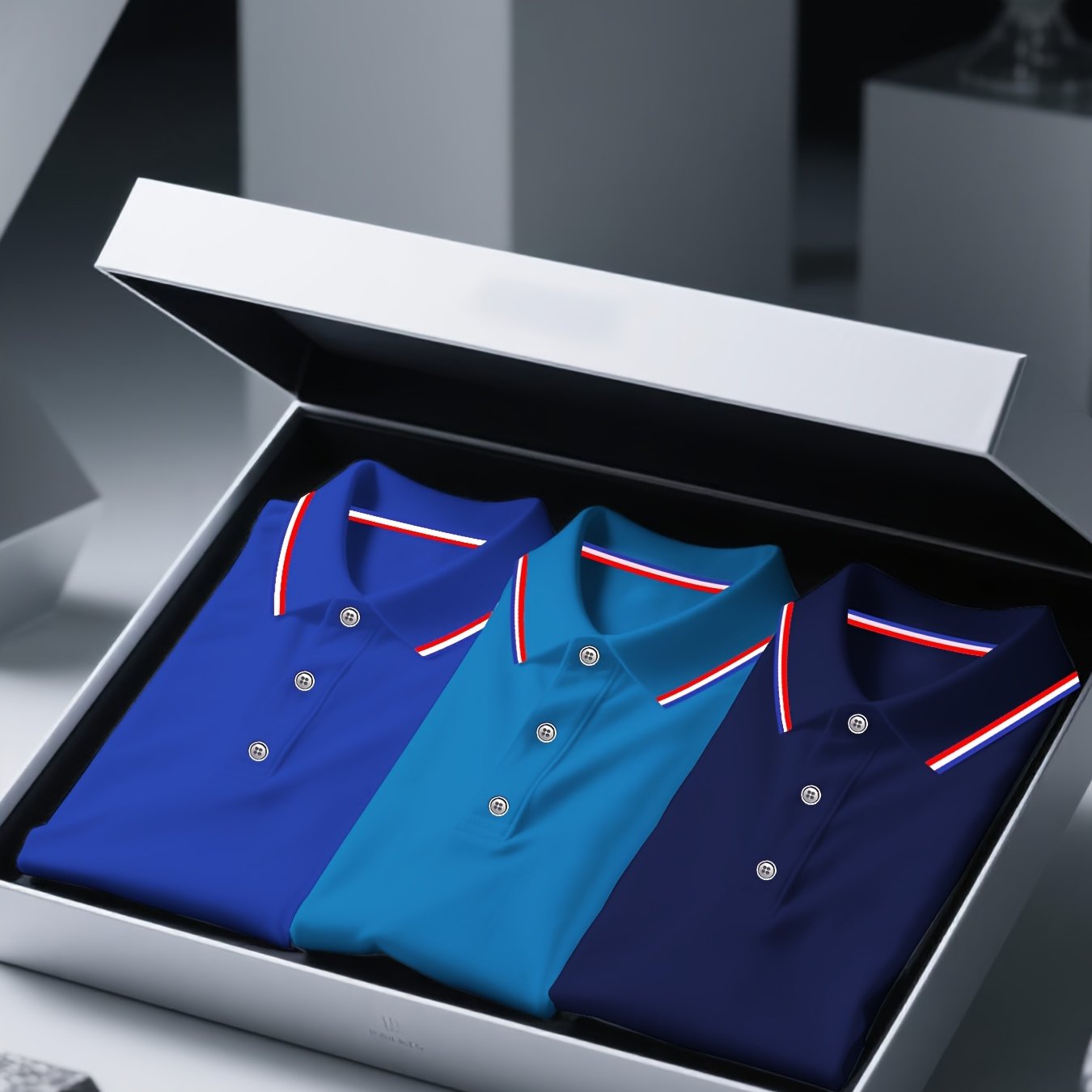 E-shop Ein Set aus drei stylischen Kurzarm-Poloshirts für Herren, mit klassischem Polokragen-Design, einfach und elegant, leicht und bequem,