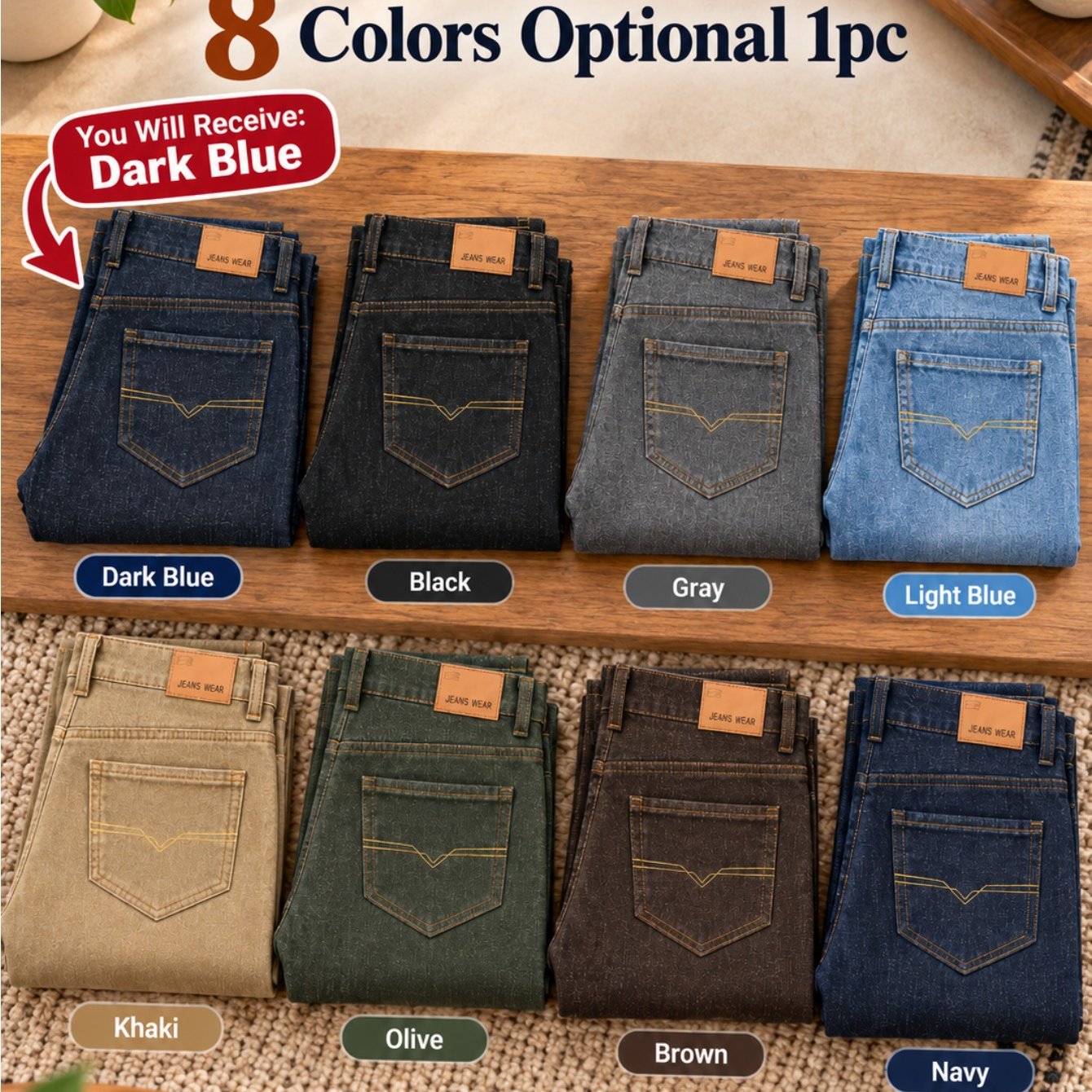 TEMU Local Warehouse Men's Clothing 8 Colors 1pc Men's Straight Leg Jeans, Lightweight Denim Pants With Pockets, Belt Loops And Contrast Stitching,