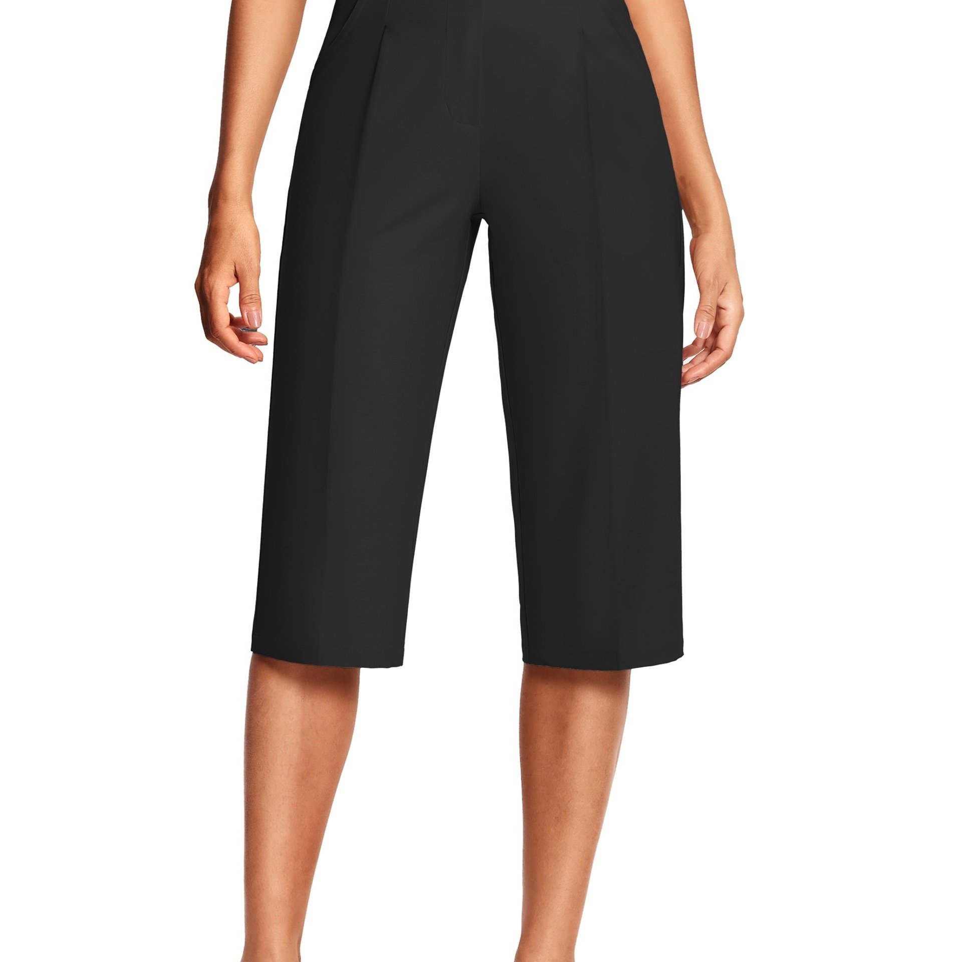18'' Capri Pants For Women Relaxed Fit Dressy Capris Pant Pleated Business Casual Work Trousers With Pockets