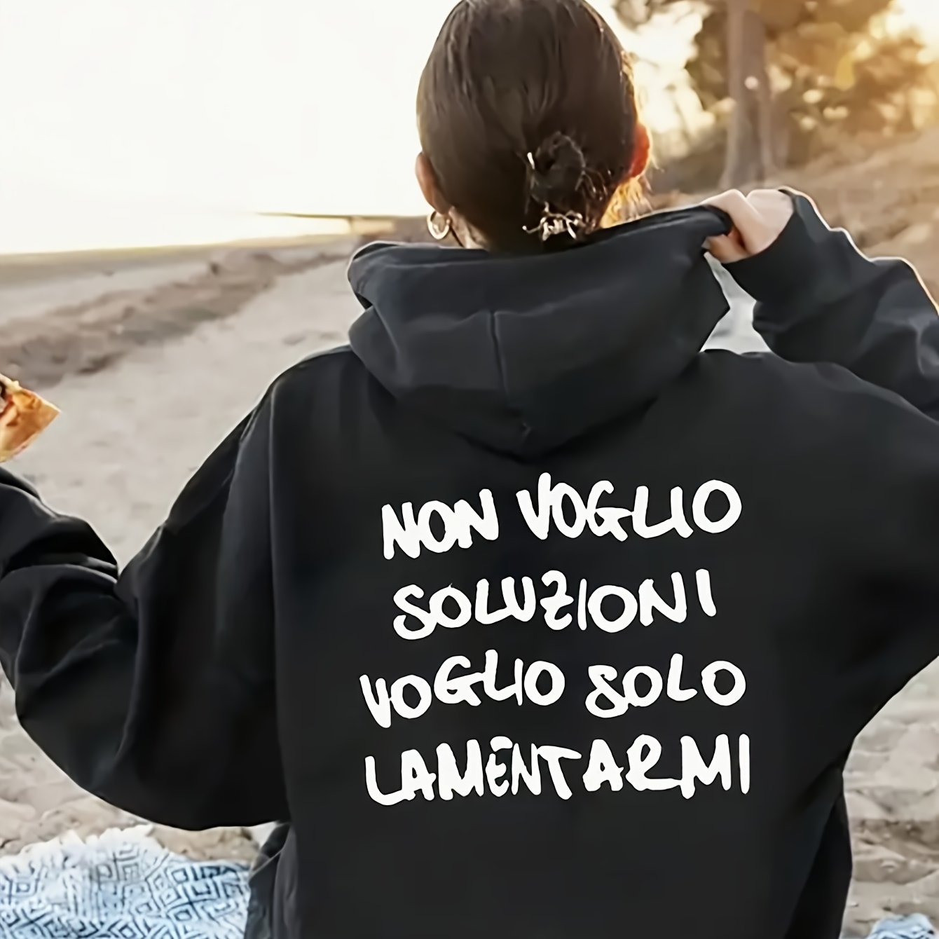 TEMU Felpa con cappuccio a stampa , felpa con cappuccio casual con coulisse per e , abbigliamento da donna