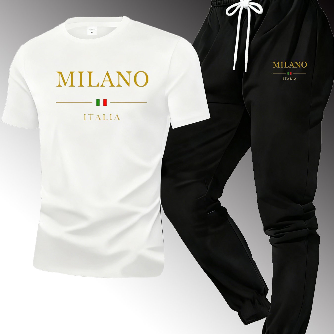 TEMU Casual Sport Style Men's Suit, Short Sleeve Long Pants Daily -piece Set