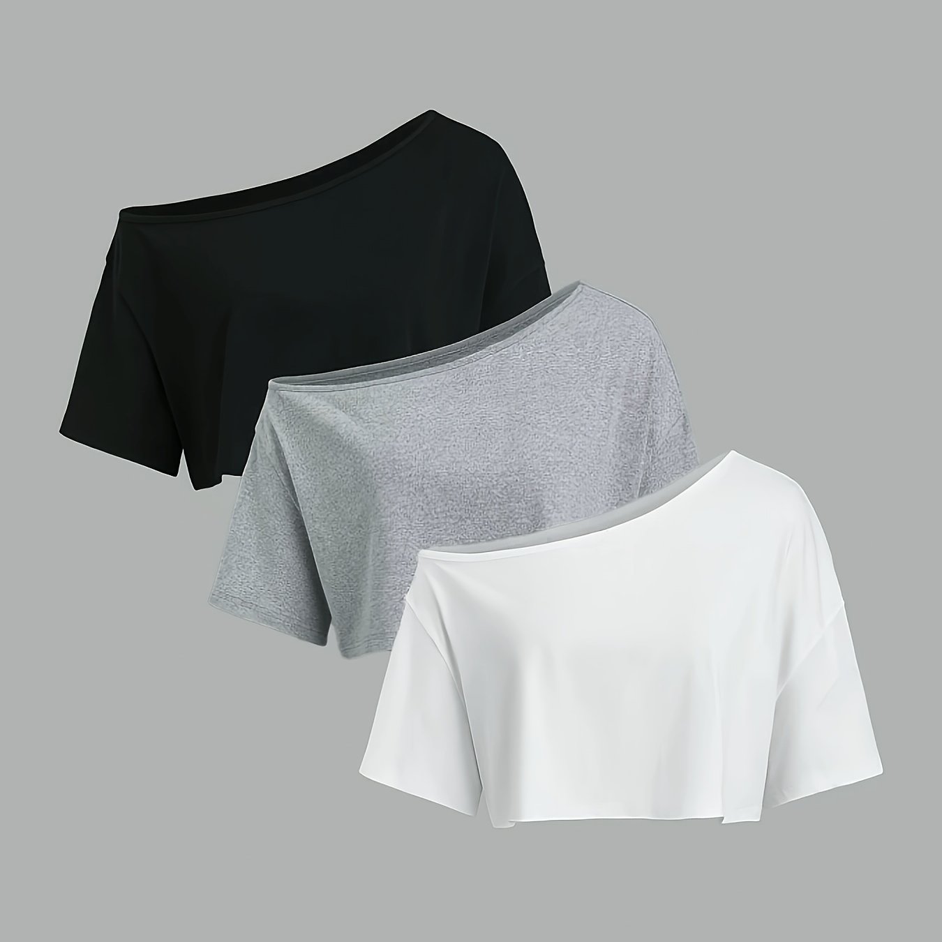 Image of Number Jy0418004 Summer Women's Fashionable Casual -shoulder Collar T-shirt Three-piece Set