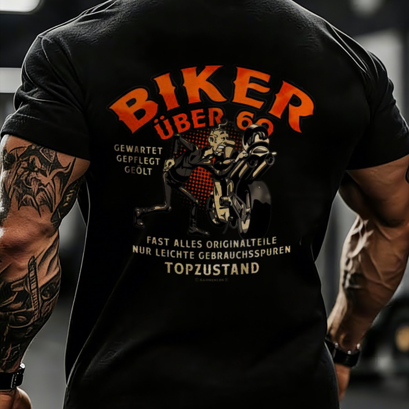For Bikers Over 60 Featuring A Motorcycle Graphic And Text, Perfect For Casual Wear For Men, Plus Size