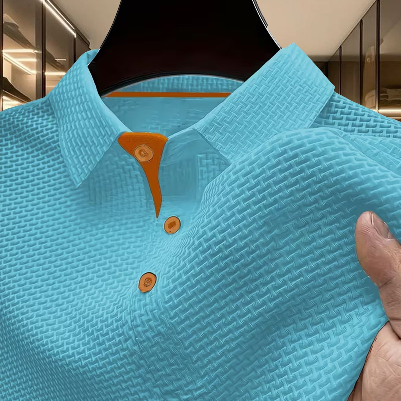 TEMU Men's Outdoor Golf & Equestrian Casual Shirt With Short Sleeves, Textured Fabric, Color . Mature Men's Business Casual Jacquard Texture,