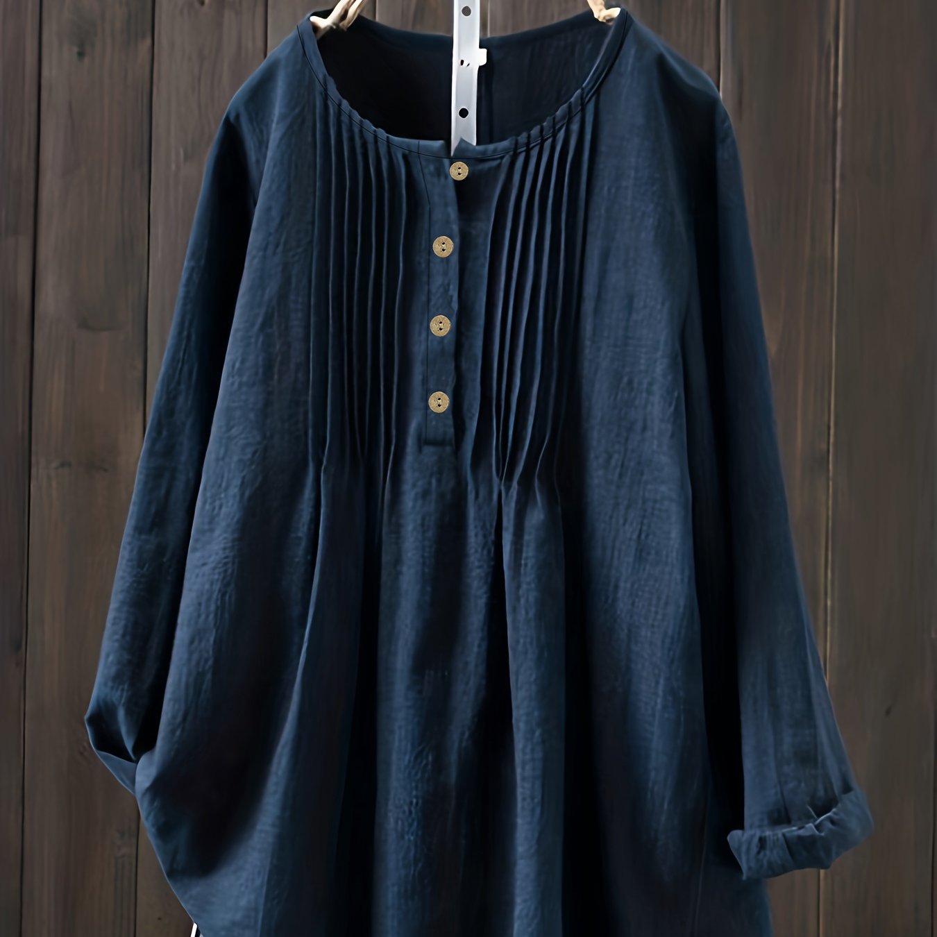 Plus Size, Plus Size Women's Casual Long Sleeve Loose Round Neck Versatile Shirt