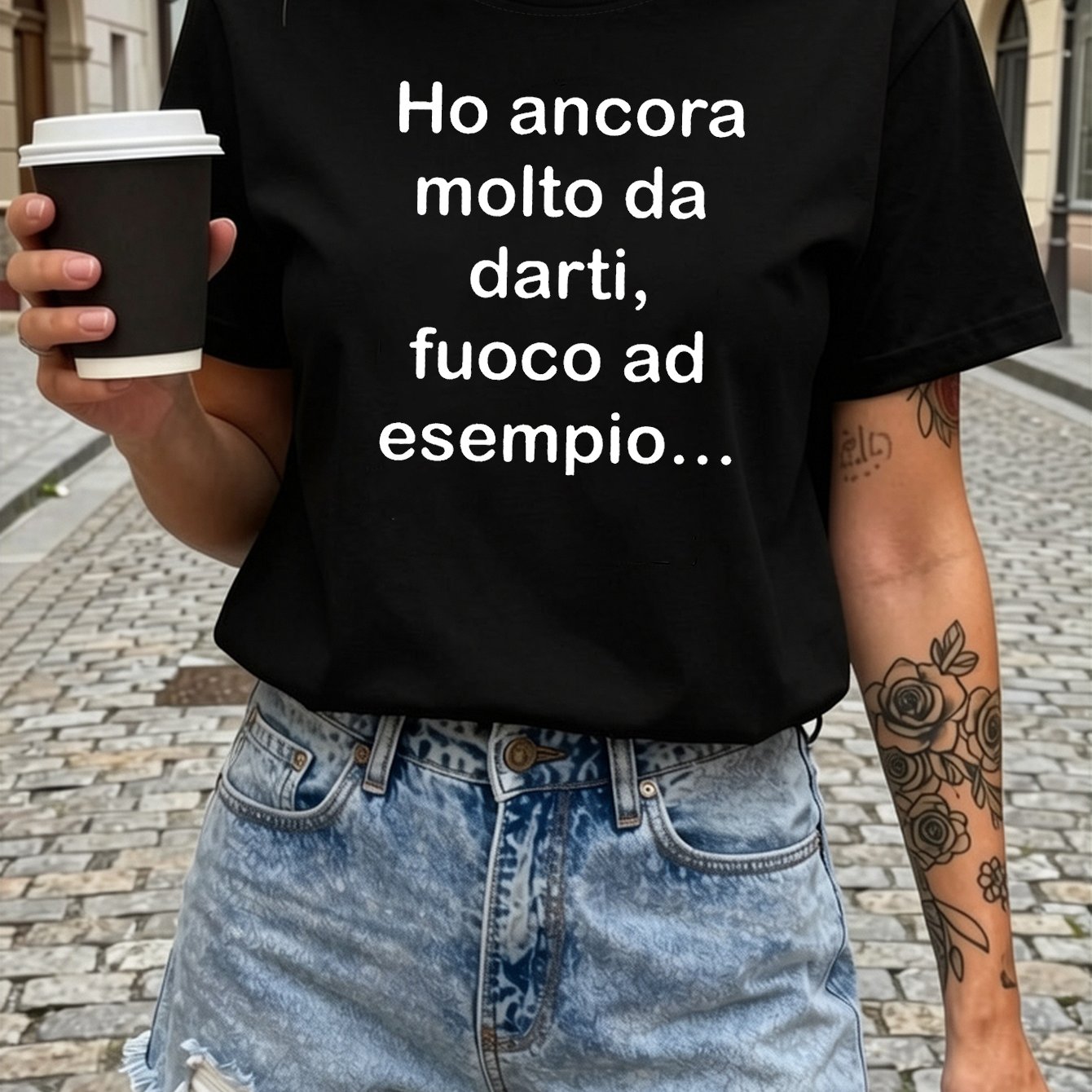 TEMU T-shirt da "Ho molto da darti come " con stampa di italiana - a maniche corte stile camicetta adatta per abbigliamento casual /estate, maglia