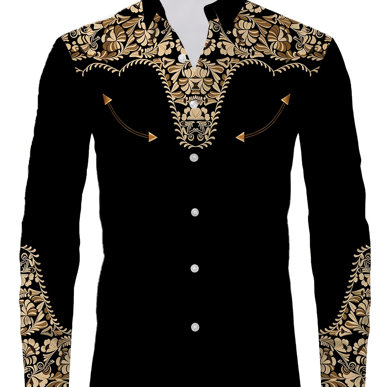 TEMU Men's Western Cowboy Style Shirt, Casual Fashion Shirt