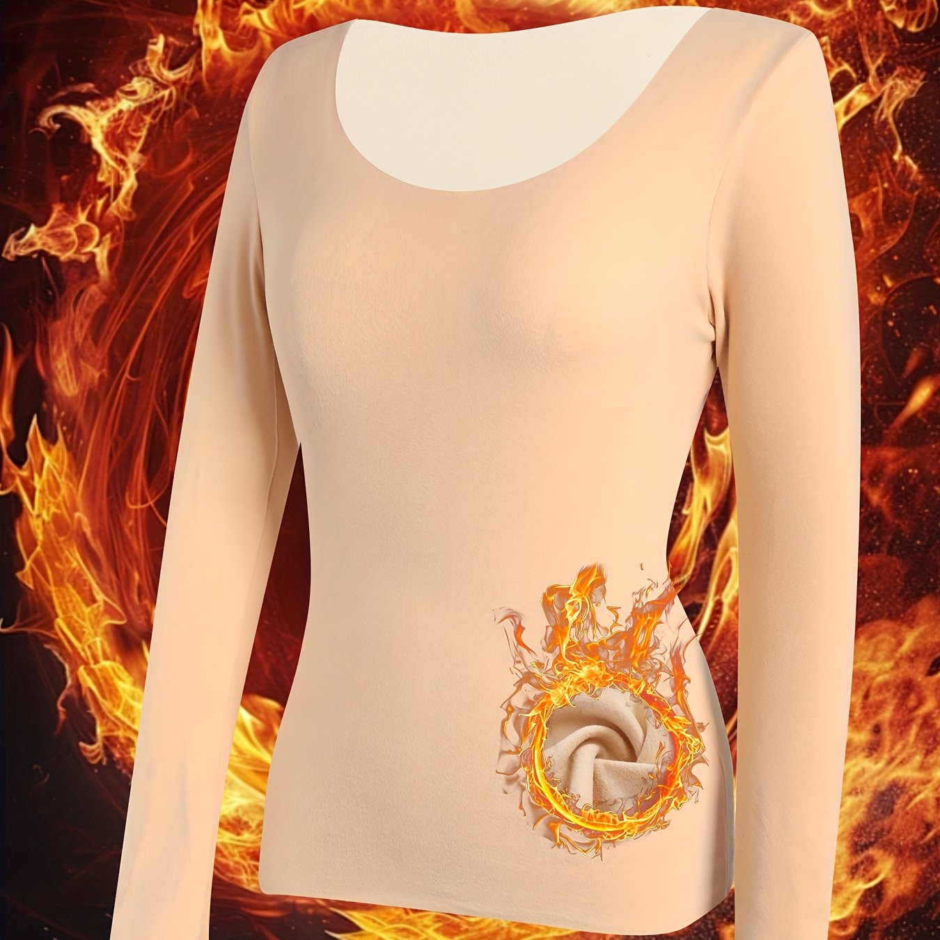 TEMU [soft Thermal Top] Soft And Thermal Women's Long Sleeve Top | Intimate Solid Loungewear And Sleepwear Underwear