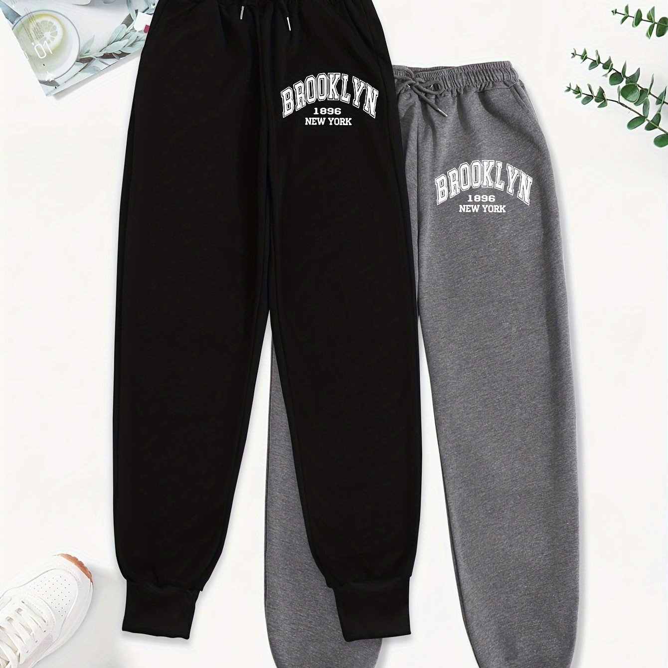 TEMU 2pcs Cartoon Graphic Print Pants, Casual Drawstring Waist Jogger Pants, Women's Clothing
