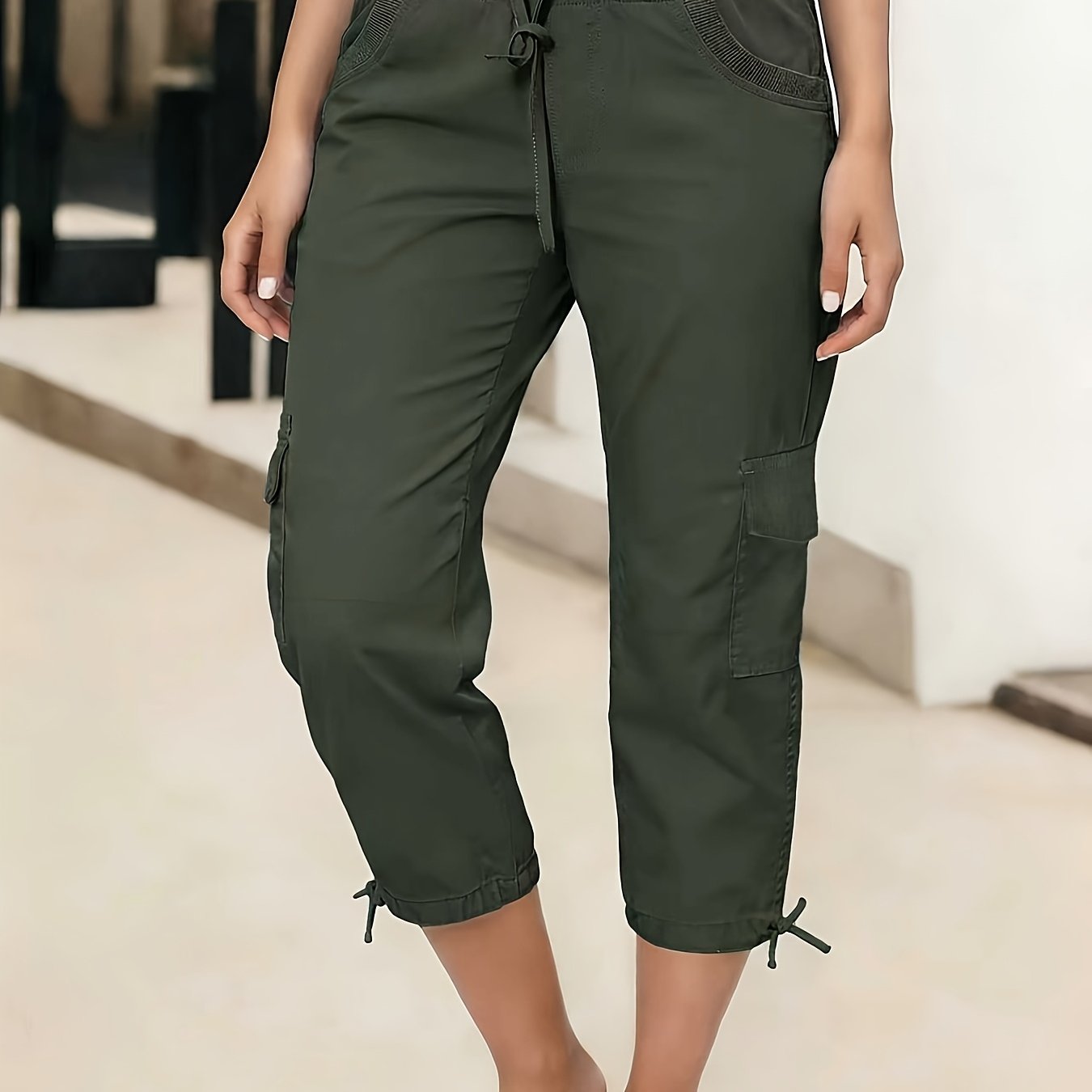 TEMU Pantalon Capri Cargo d'Été Western Transfrontalier 2026 pour Femmes - Pantalons Tendance Mode Décontractée - Pantalon Capri Décontracté avec