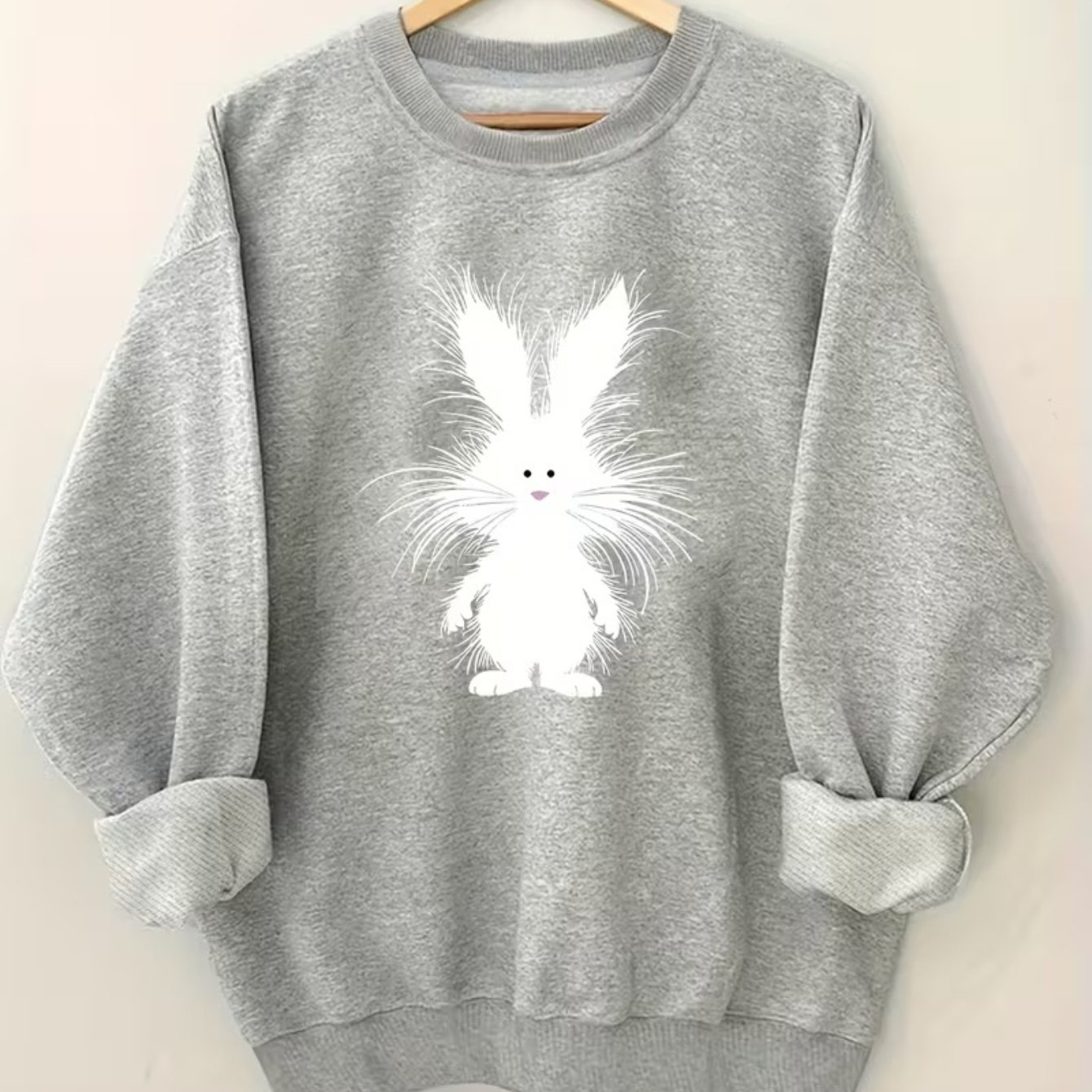 TEMU Women's Casual Crewneck Sweatshirt, New Exquisite And Fashionable Letter Printed Pattern, Long Sleeved Pullover, Gray
