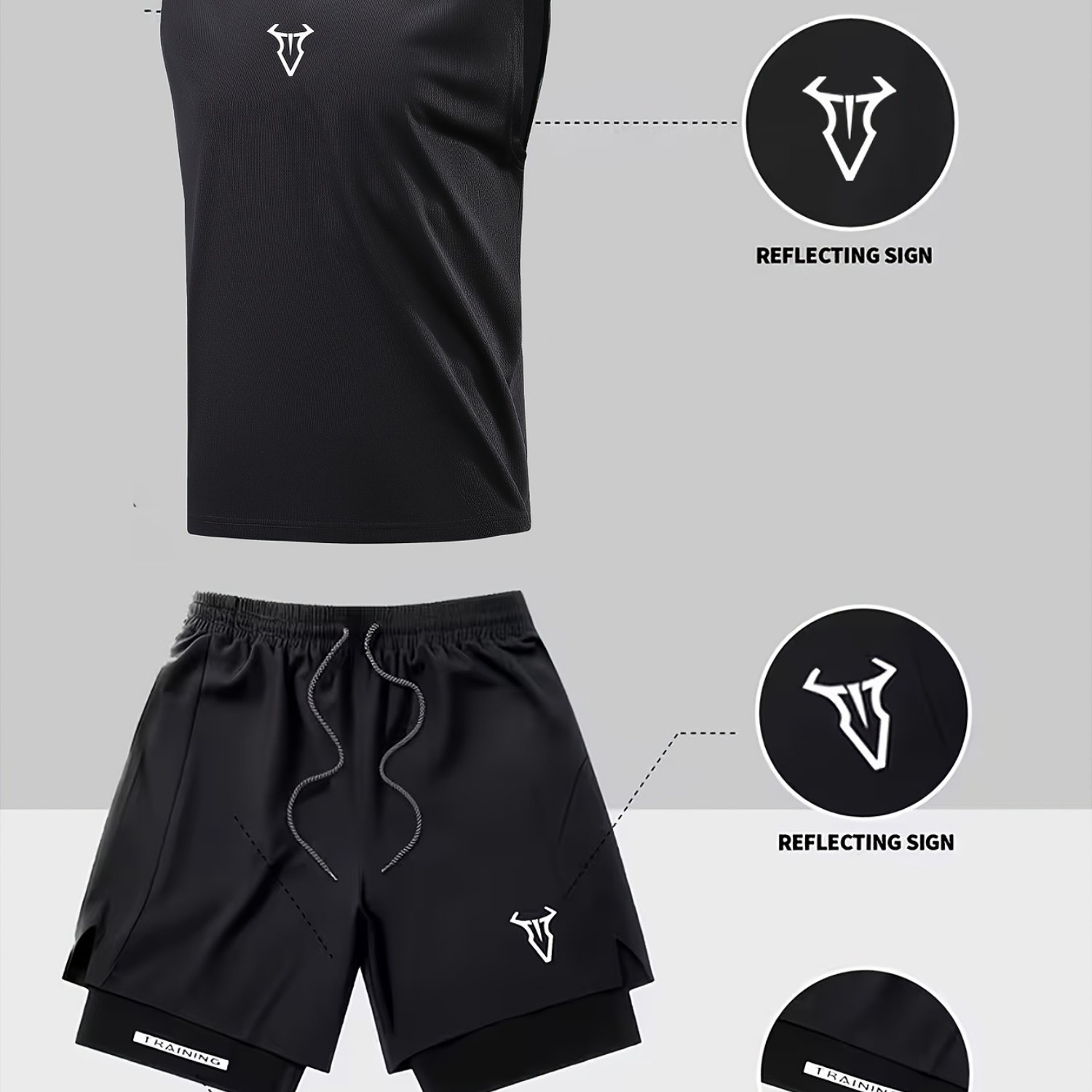 TEMU Nuovo Set Estivo Casual da Esterno, Completo con Gilet Senza Maniche, T-Shirt e Pantaloncini, per Attivit� , Moto , Spiaggia, Feste, Uso Esterno
