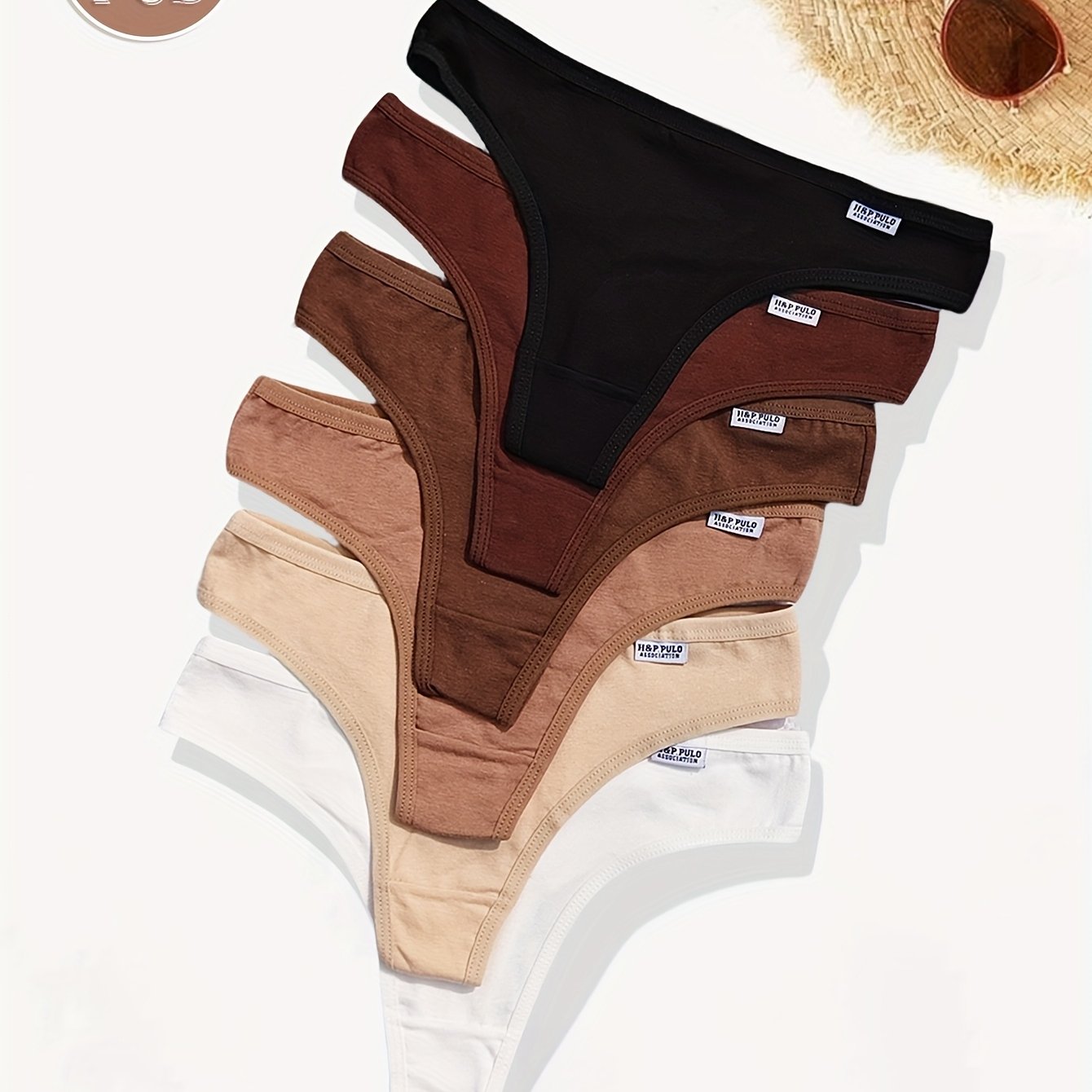 Image of 6pcs Set Of Color Women's Panties - Letter Details, Sexy Low-waist T-pants, Comfortable Breathable Elastic Body-hugging Underwear, Traceless Solid- Underwear, And Female Pants, Suitable For
