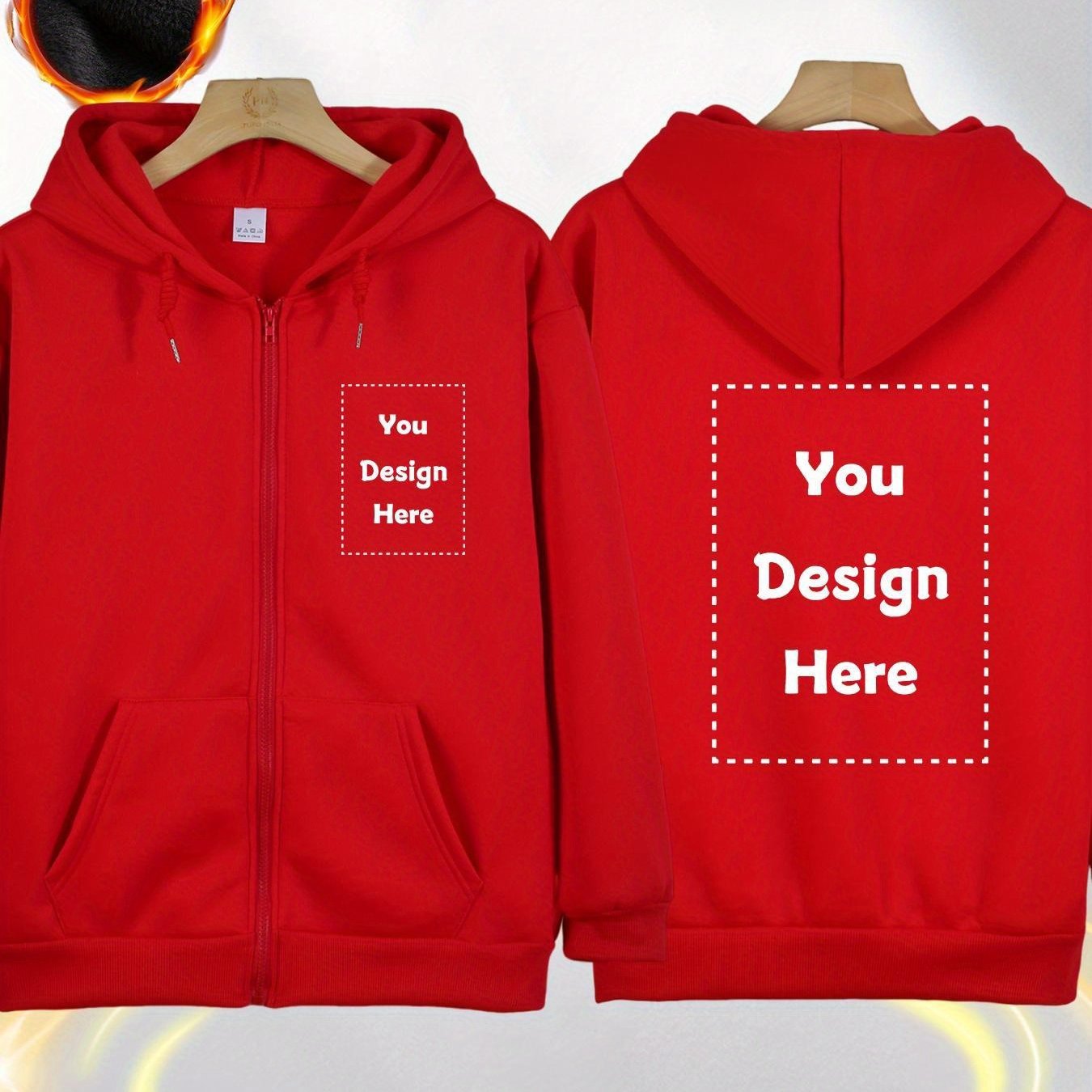 TEMU Custom Team Cardigan Sweatshirt, Hand Washable, Hooded Jacket, Sporty And Fashionable, Customize With Your Photo, Drawstring, Stretch,