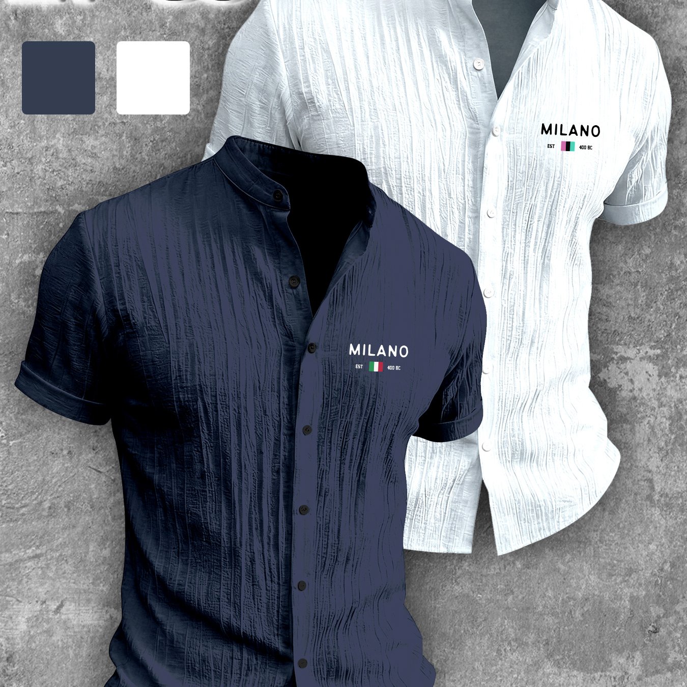 TEMU Ensemble de chemise à col à manches courtes pour homme, tendance mode été automne, 2 pièces, couleur unie, imprimé logo , tissu respirant et