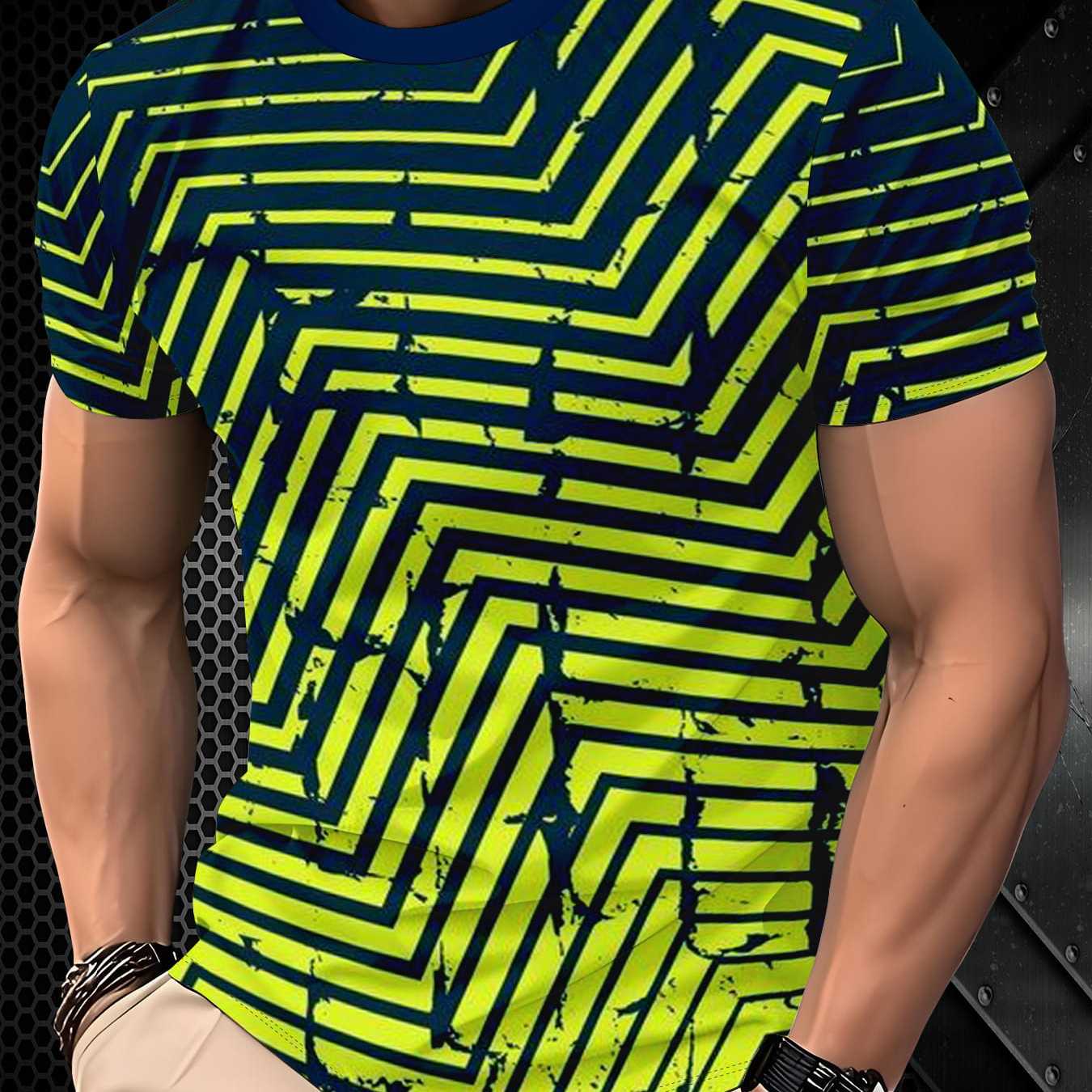 TEMU Men's Casual T-shirt, Simple And Stylish, Quick-drying And Breathable Mesh, Versatile Crewneck Top For Multiple Occasions