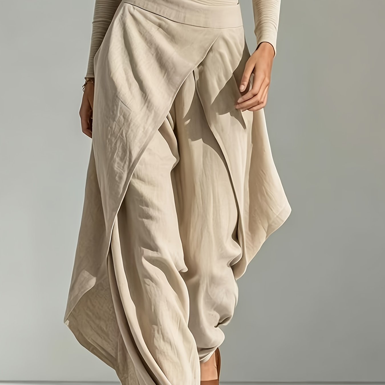 TEMU Pantalones casuales irregulares de pierna ancha seleccionados por Niannian