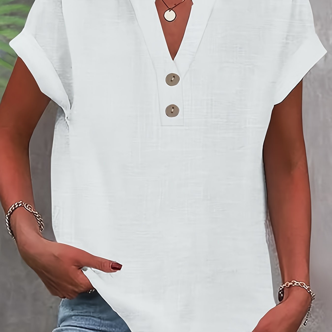 E-shop Neue, einfarbige, elegante Kurzarm-Oberteile für Damen für Frühling und Sommer, vielseitig und stylisch