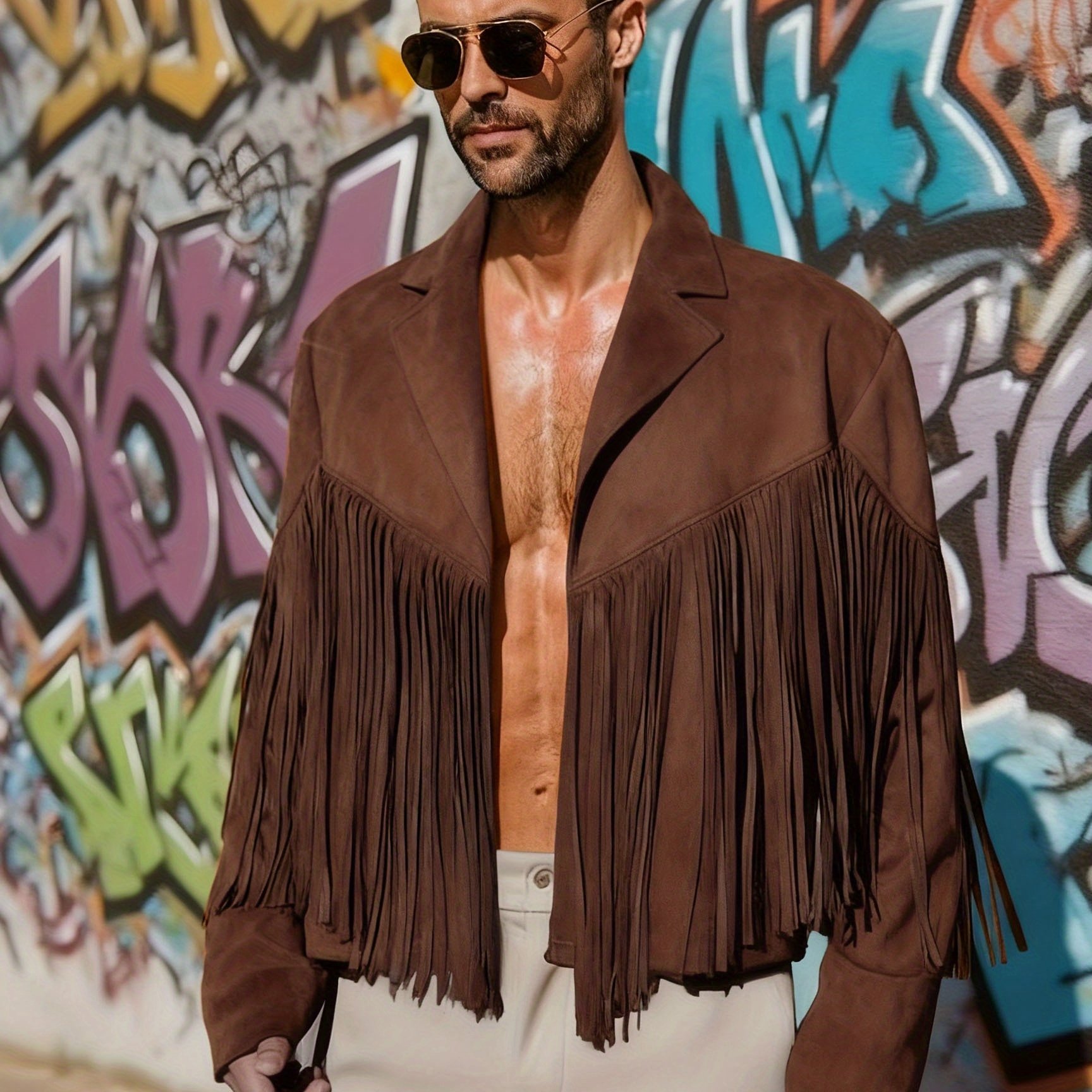 TEMU Cappotto da casual in velluto con nappe, stile western