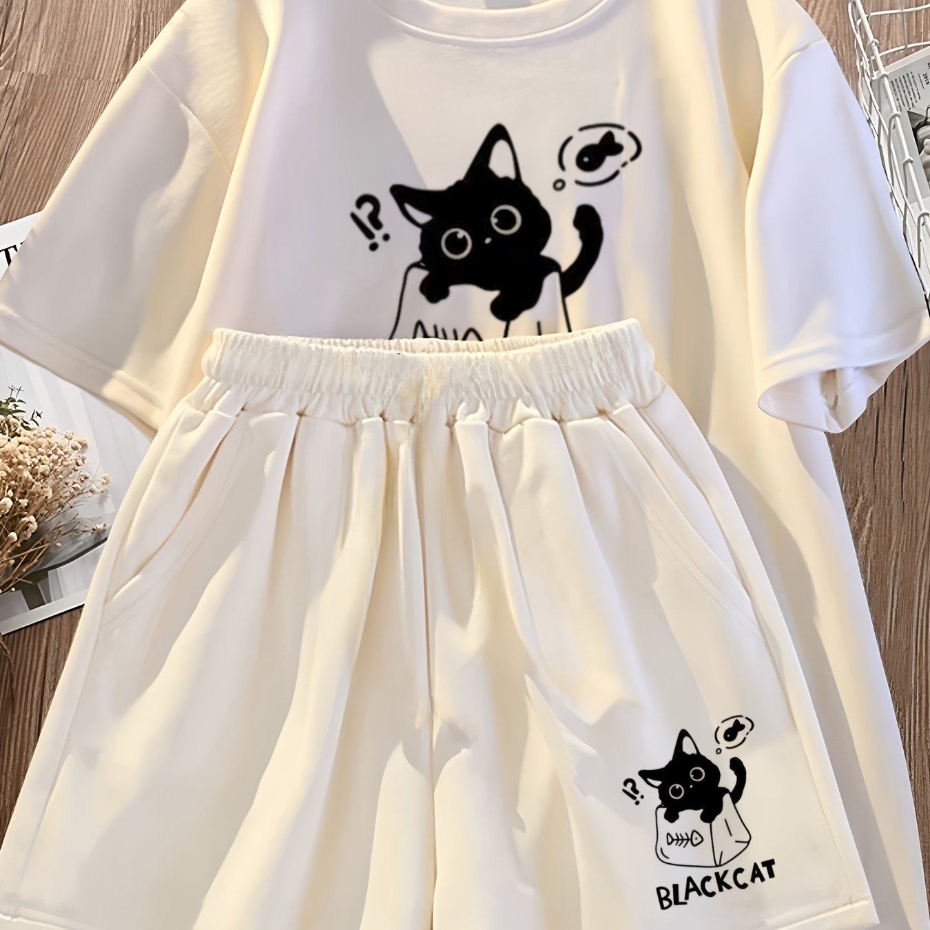 Girls' Summer Suit, Two-piece Set Of Short-sleeved Tops And Shorts For Little Girls, Perfect For Outdoor