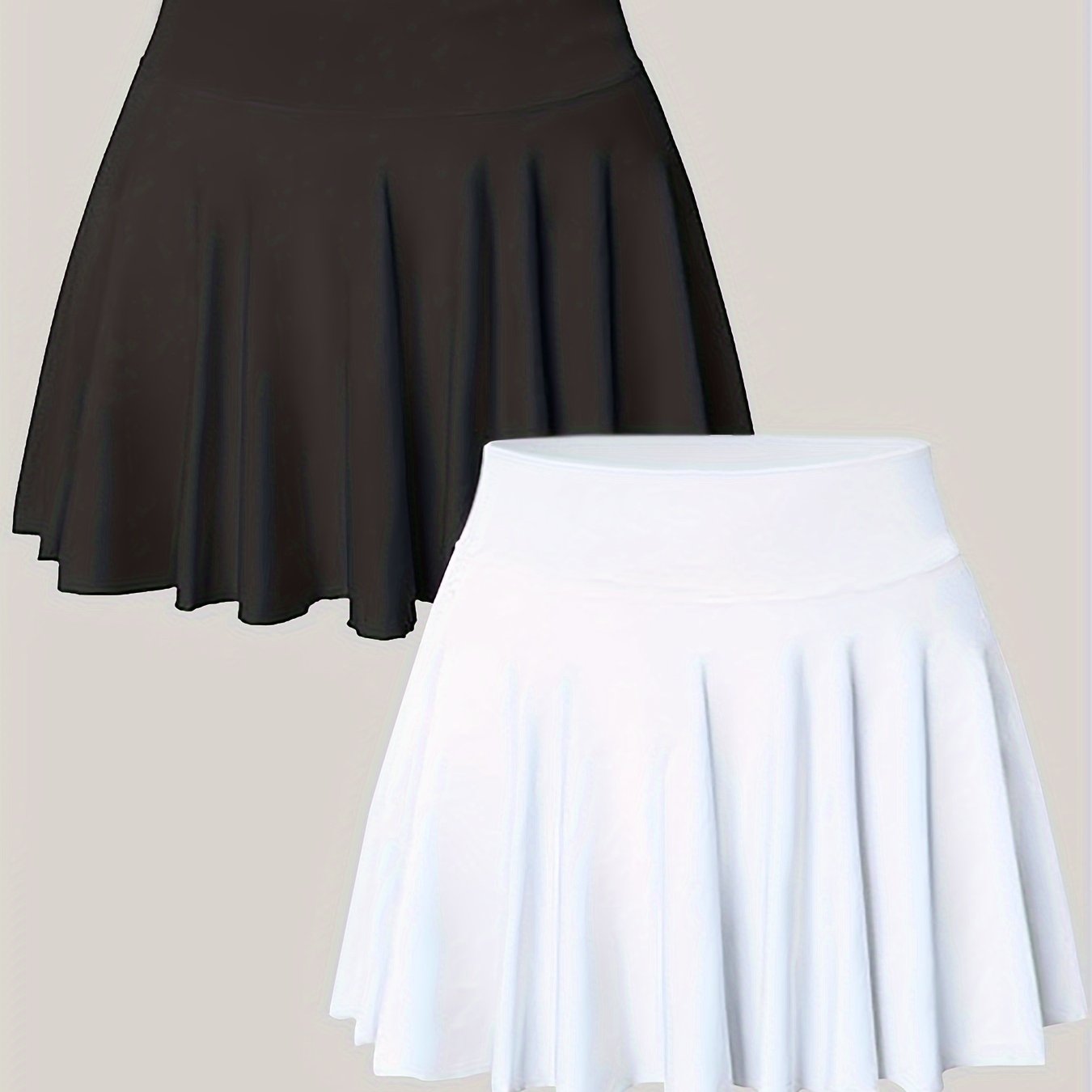 Women's Flowy Basic Mini Skirt Set With Elastic Flared Design, Versatile And Casual, Includes 2 Pieces