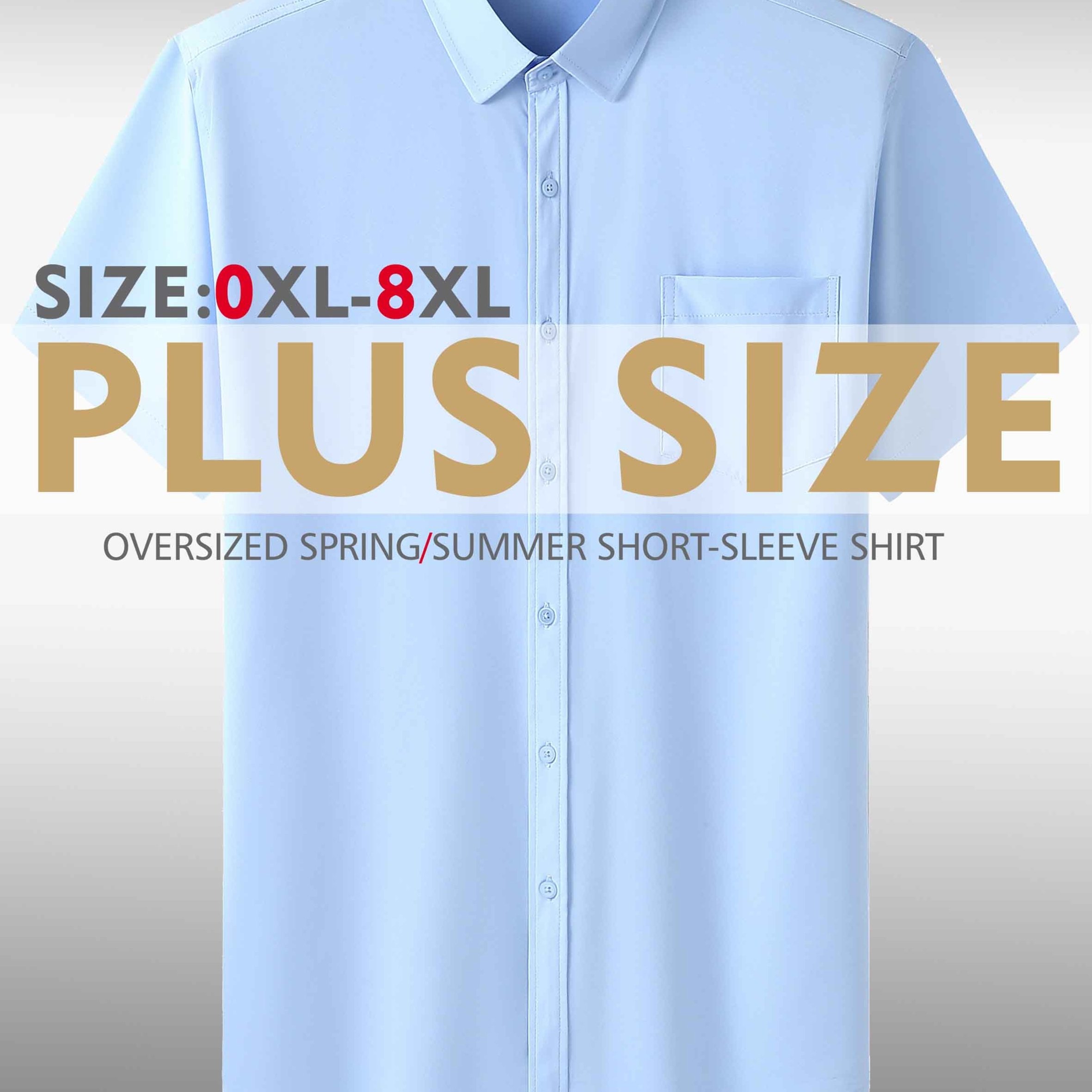 TEMU Camisa de manga corta de moda para hombre de talla grande, Camisa suelta de manga corta para hombre de talla grande, Top de manga corta de