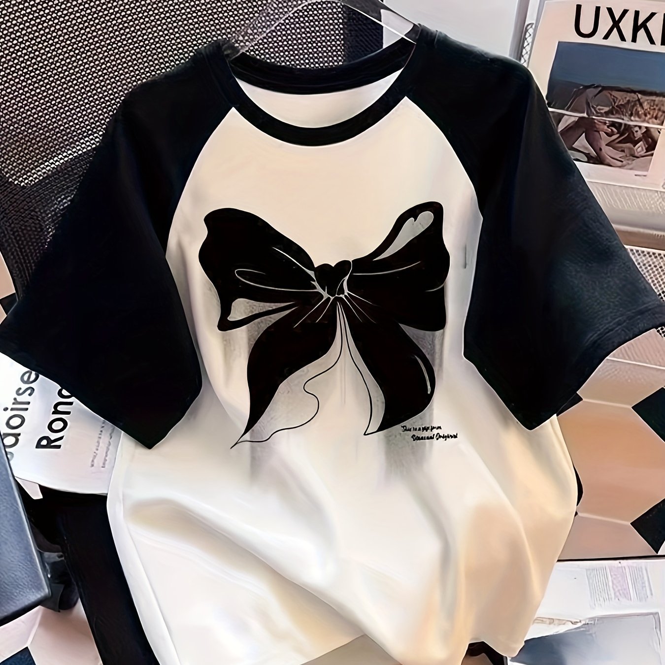Girls' Short-sleeved T-shirt Fashion Summer Clothes Top -blocking Clothes