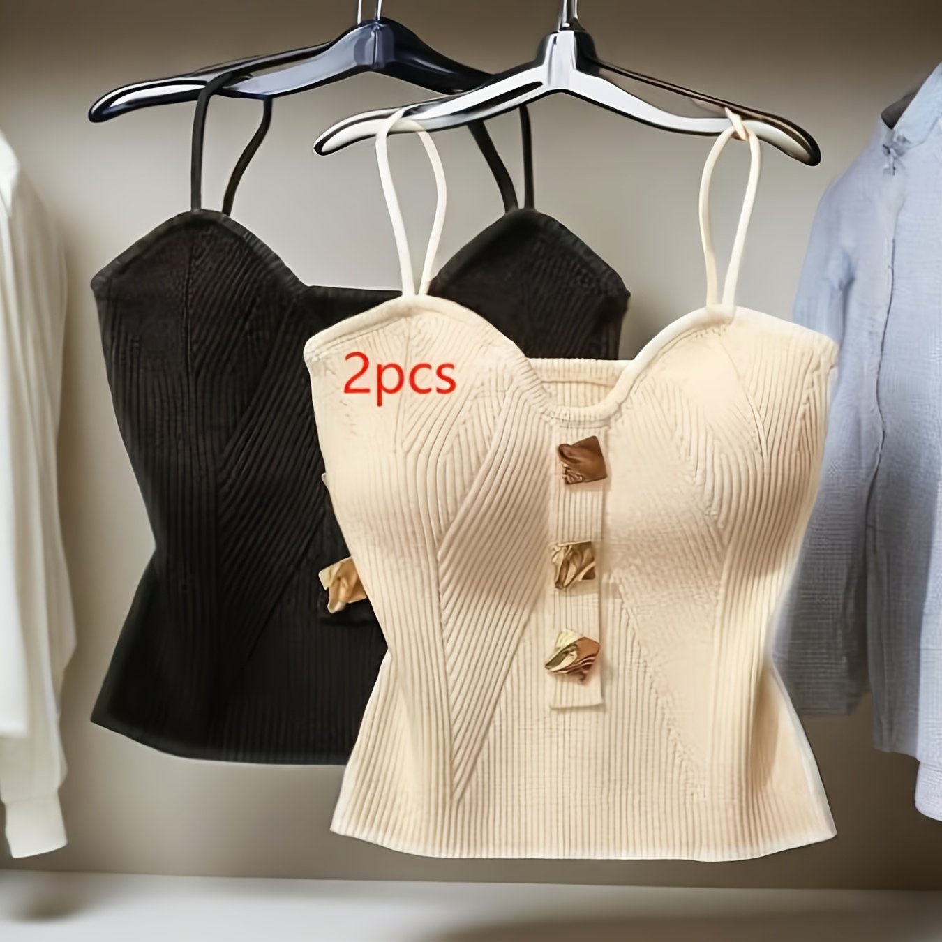 2pcs Women's Strapless Vest, Style V-neck Vest Set, Suitable For Casual Attire And Parties, Sleeve Vest