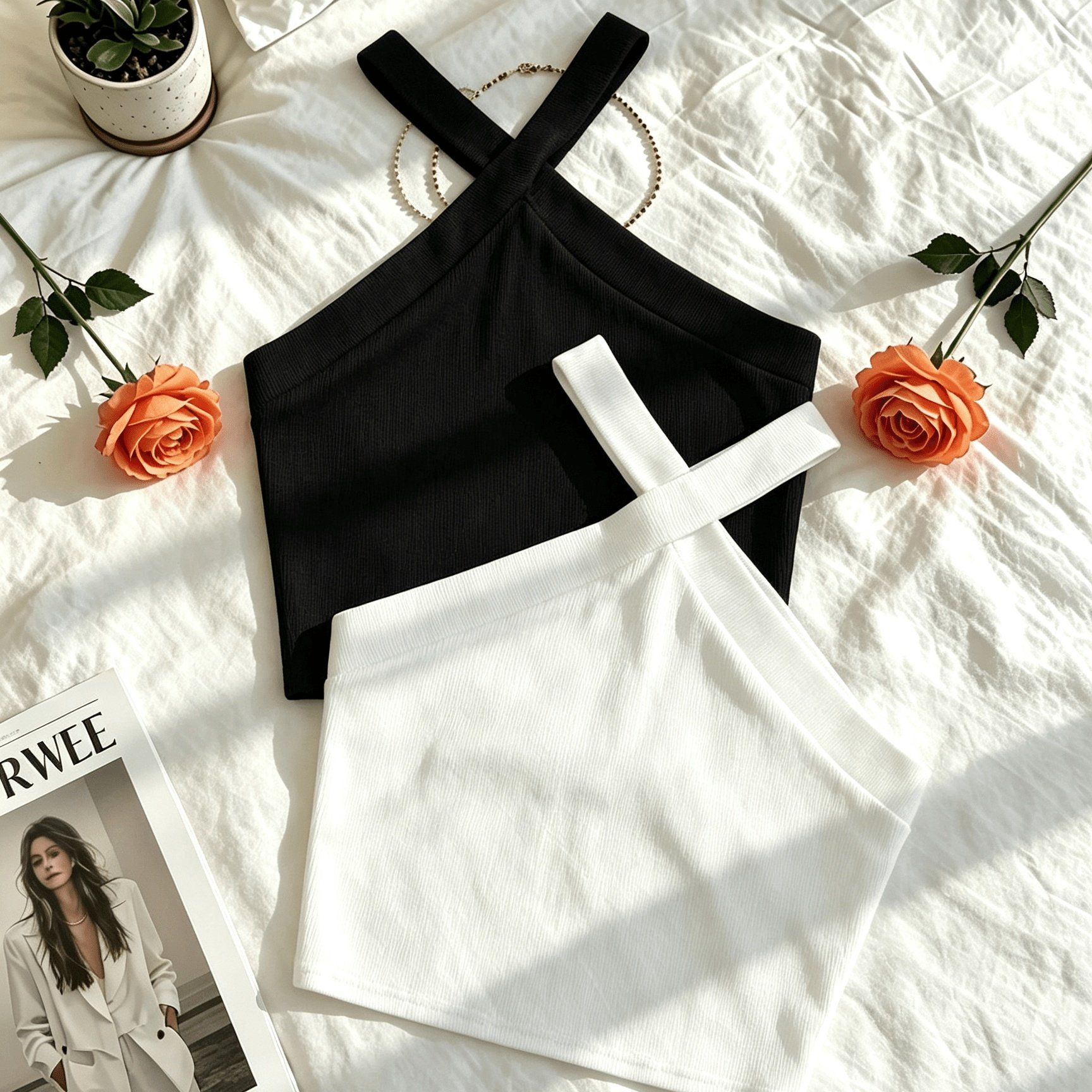 TEMU Conjunto de Dos Piezas con Tirantes y Cuello Halter Versátil y a