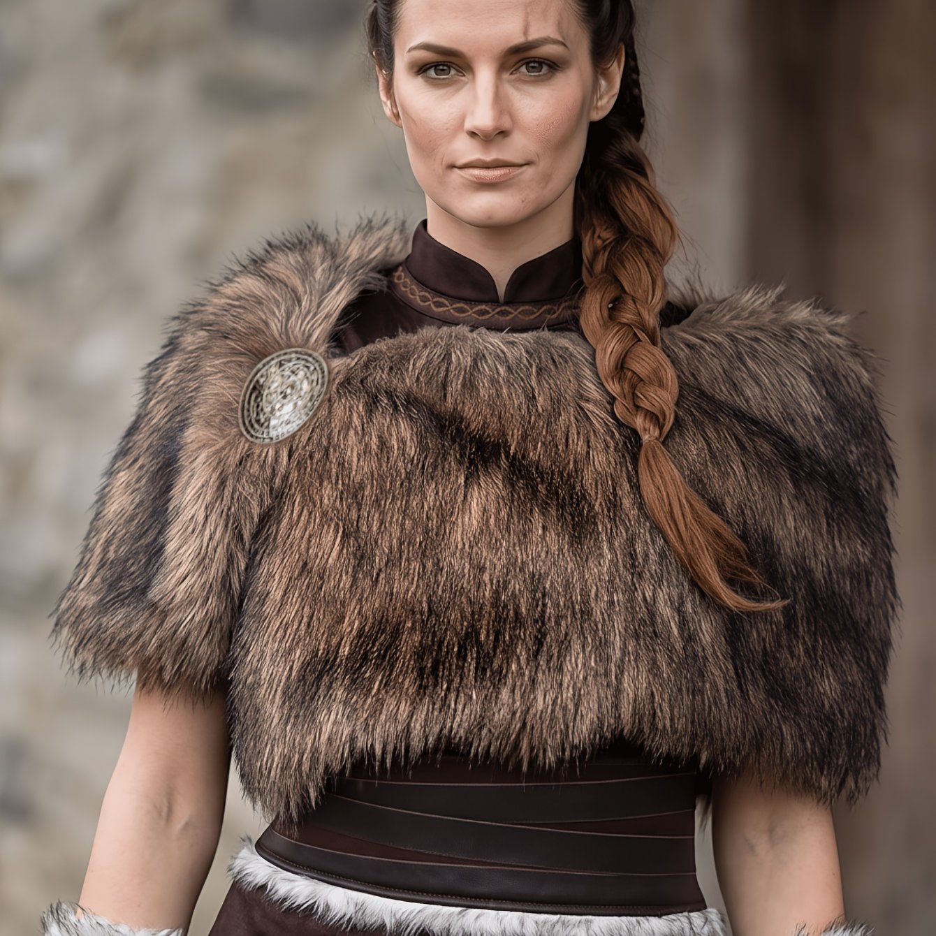 TEMU Capa vikinga KARATOP para mujer, chal y medieval con broche - adecuada para cosplay renacentista, disfraces vikingos, LARP, fiestas medievales,
