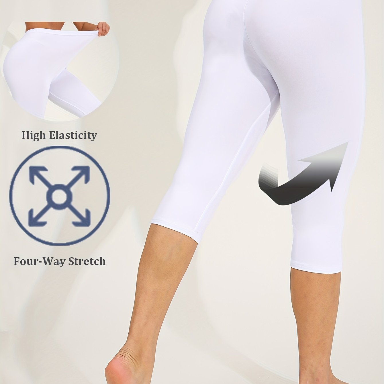 Elegant Fashion Women' Color Cropped Leggings Gym Sports Style Capris Pants Black White Blue Casual Fabric Breathable Stretch Fitness Training Sweatpants Tight Sportswear