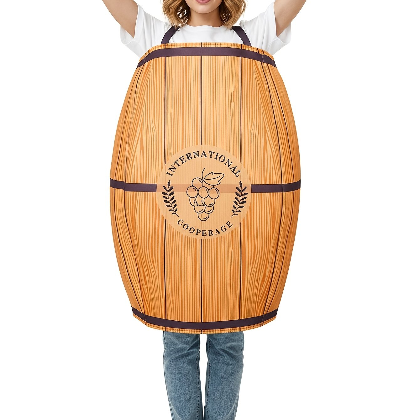 TEMU Wine Costume Suspender Bodysuit, Orange, Npc Event Performance Outfit For Halloween, Easter, Christmas Party, Fun And Cute Cosplay Costume For