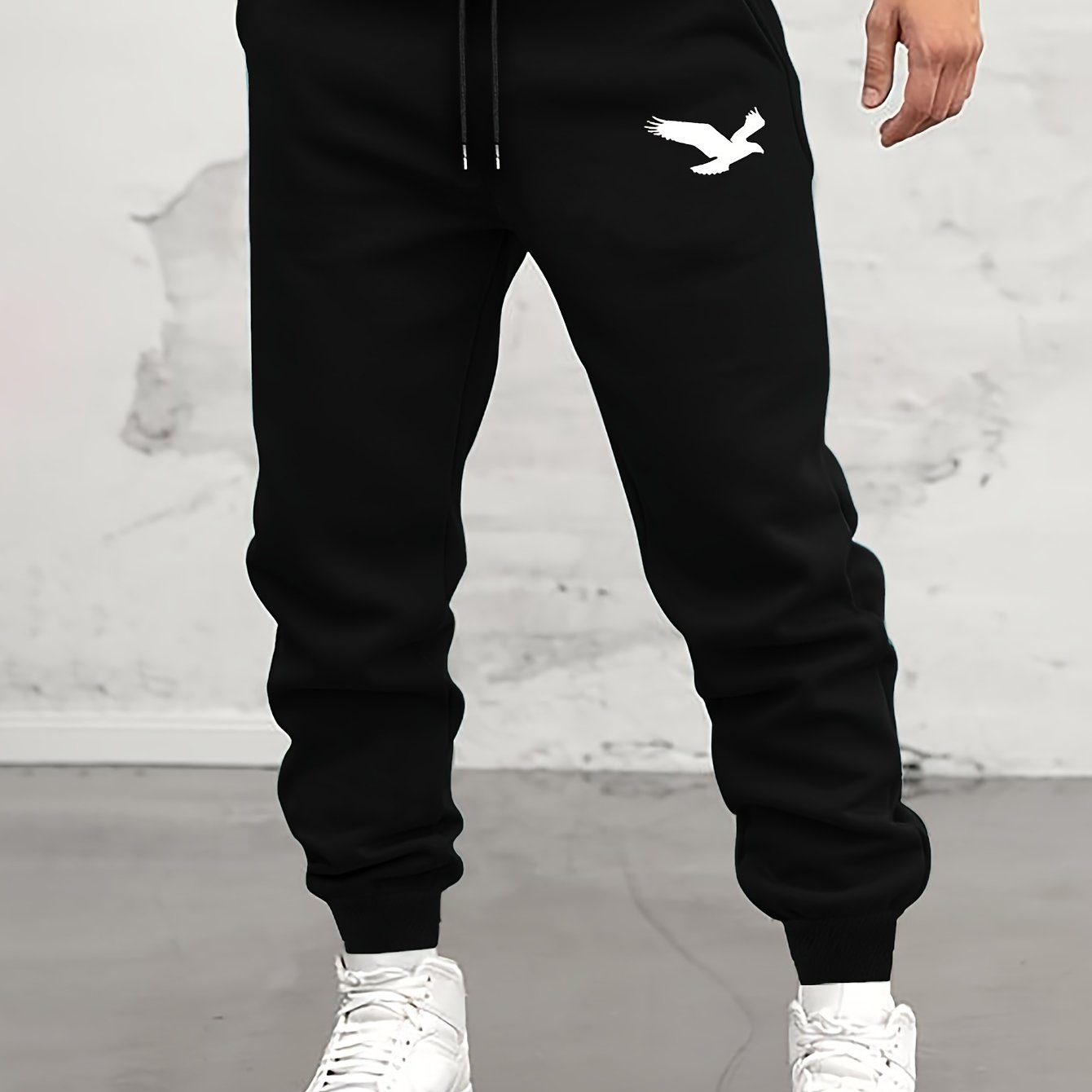 TEMU Men's Casual Active Pants, Polyester Knit Fabric, Regular Fit, With Geometric Pattern, Stretch, With Pockets For Fall/winter Sports Sweatpants