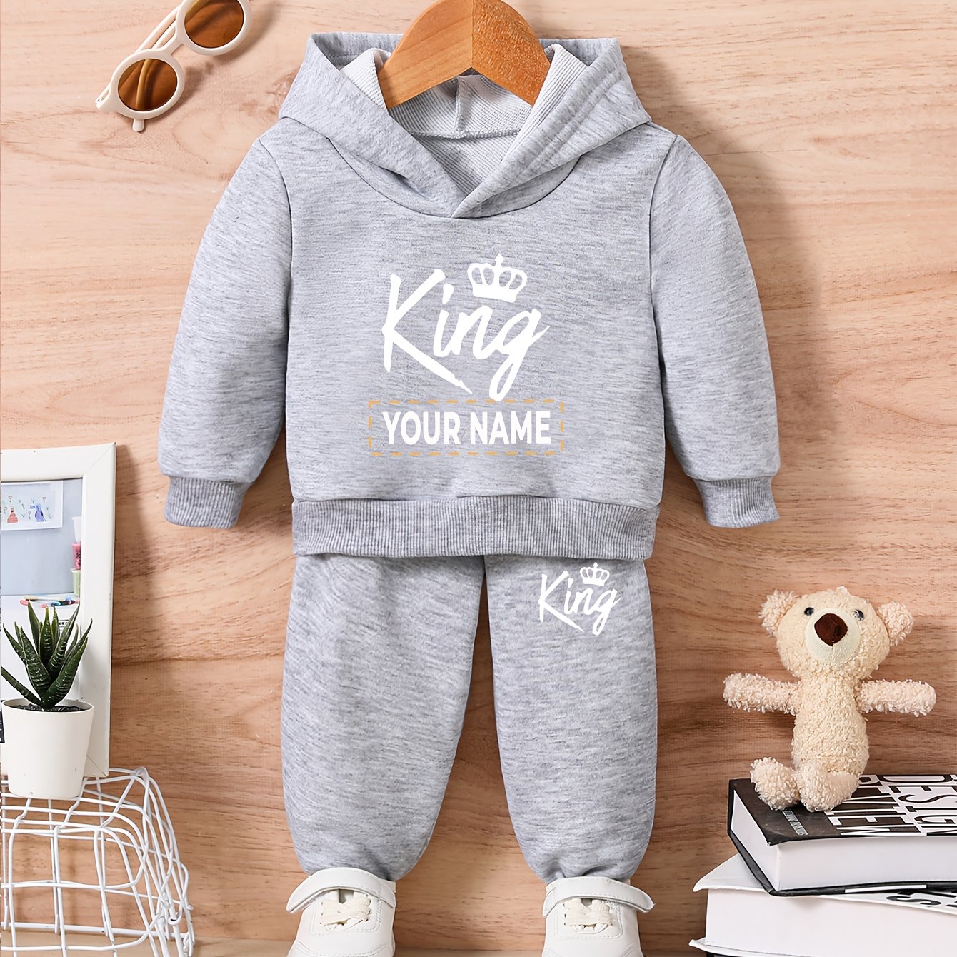 Baby's Customized 2pcs Set, Christmas Pattern Sweatshirt & Sweatpants