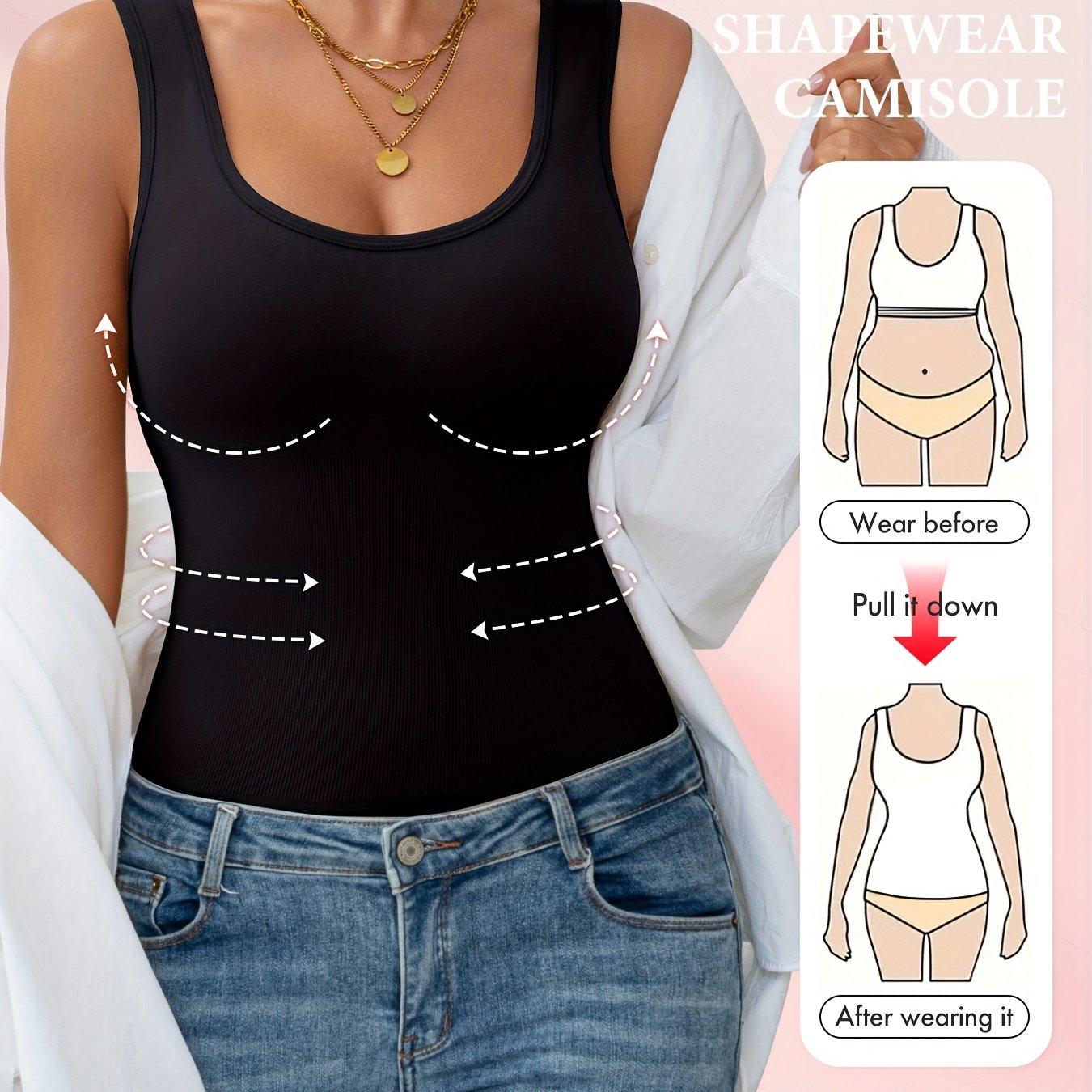 Image of Women' Tank Top, Waist-trimming Sleeveless Shapewear For Body Shaping And Exercise