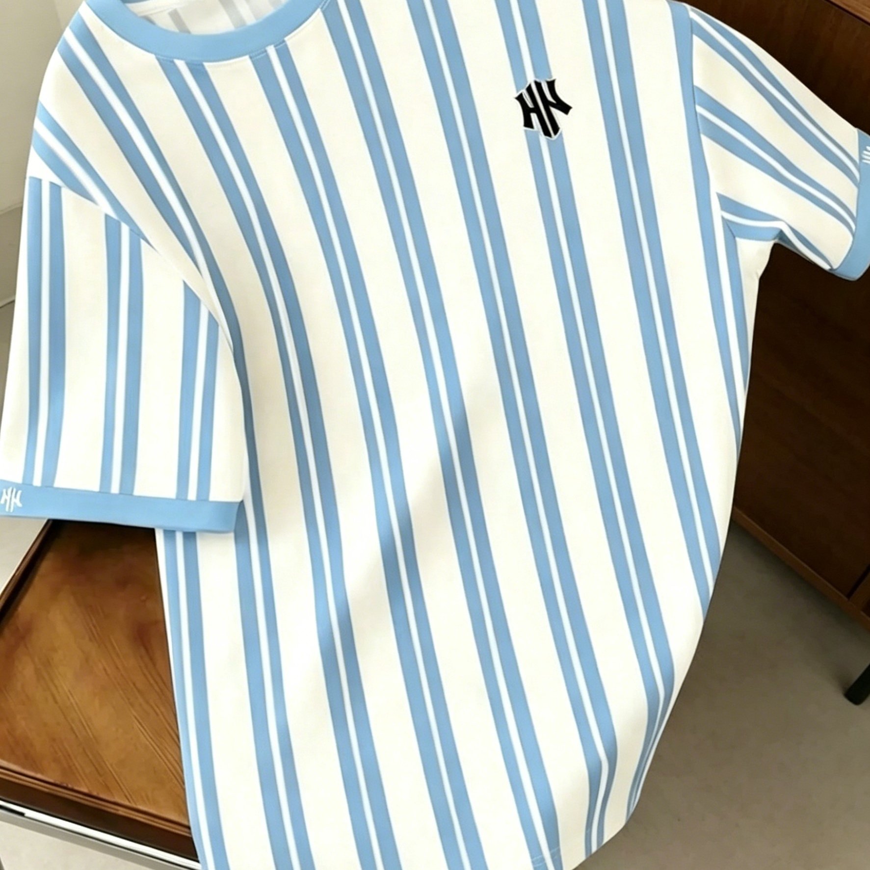 TEMU Printed Design - Not Textured, New Summer Style Men's Letter Stripe Crew Neck Short Sleeve T-shirt, Fashion Versatile Top, Summer Trend Men's