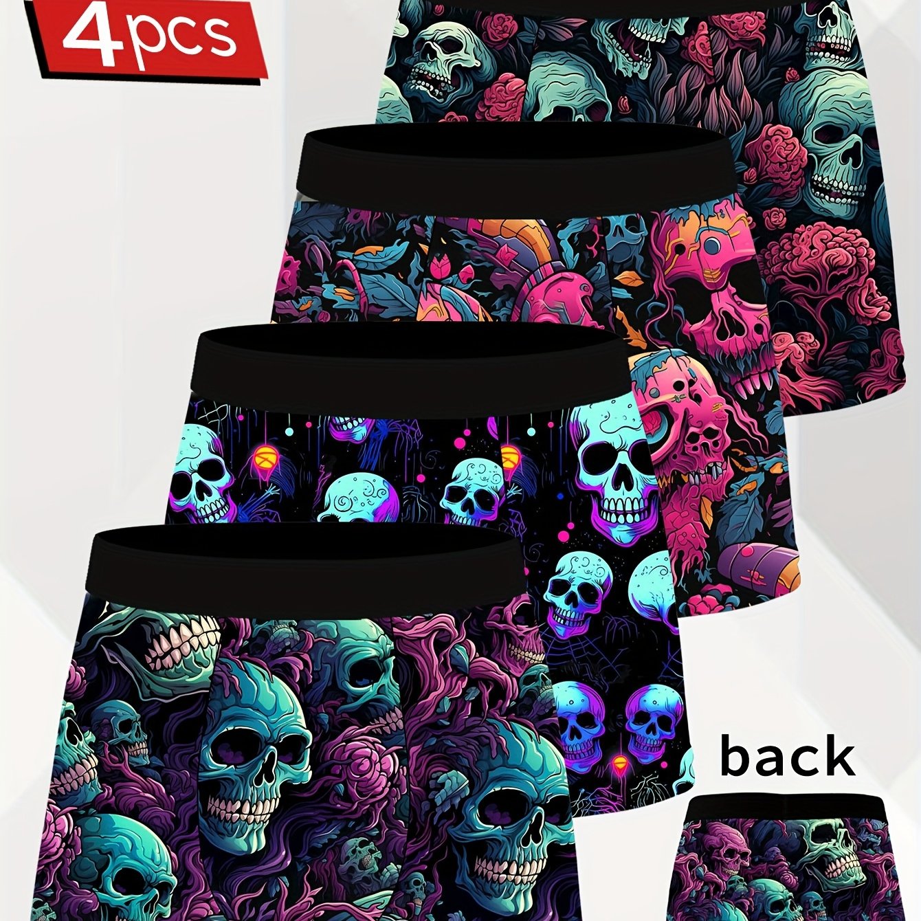 Image of 4-pack Men's Novelty Briefs, Elastic Waistband, Polyester Stretch Fabric, Soft And Skin-friendly, Quick-dry And Breathable, And Cute Men's Boxer Briefs