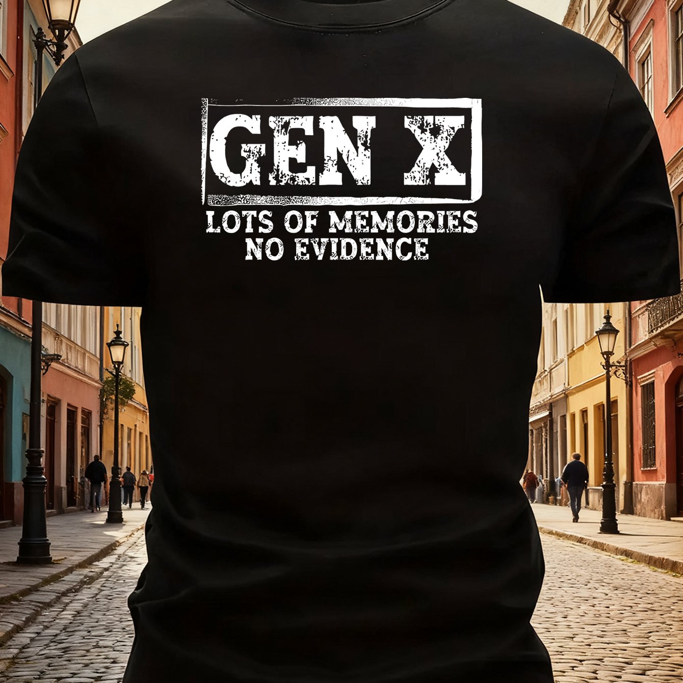 TEMU Men's American T-shirt " Memories Full Of " Self-deprecating Meme Printed Crew Neck Short Sleeve, Trendy Men's Style Daily Casual Top