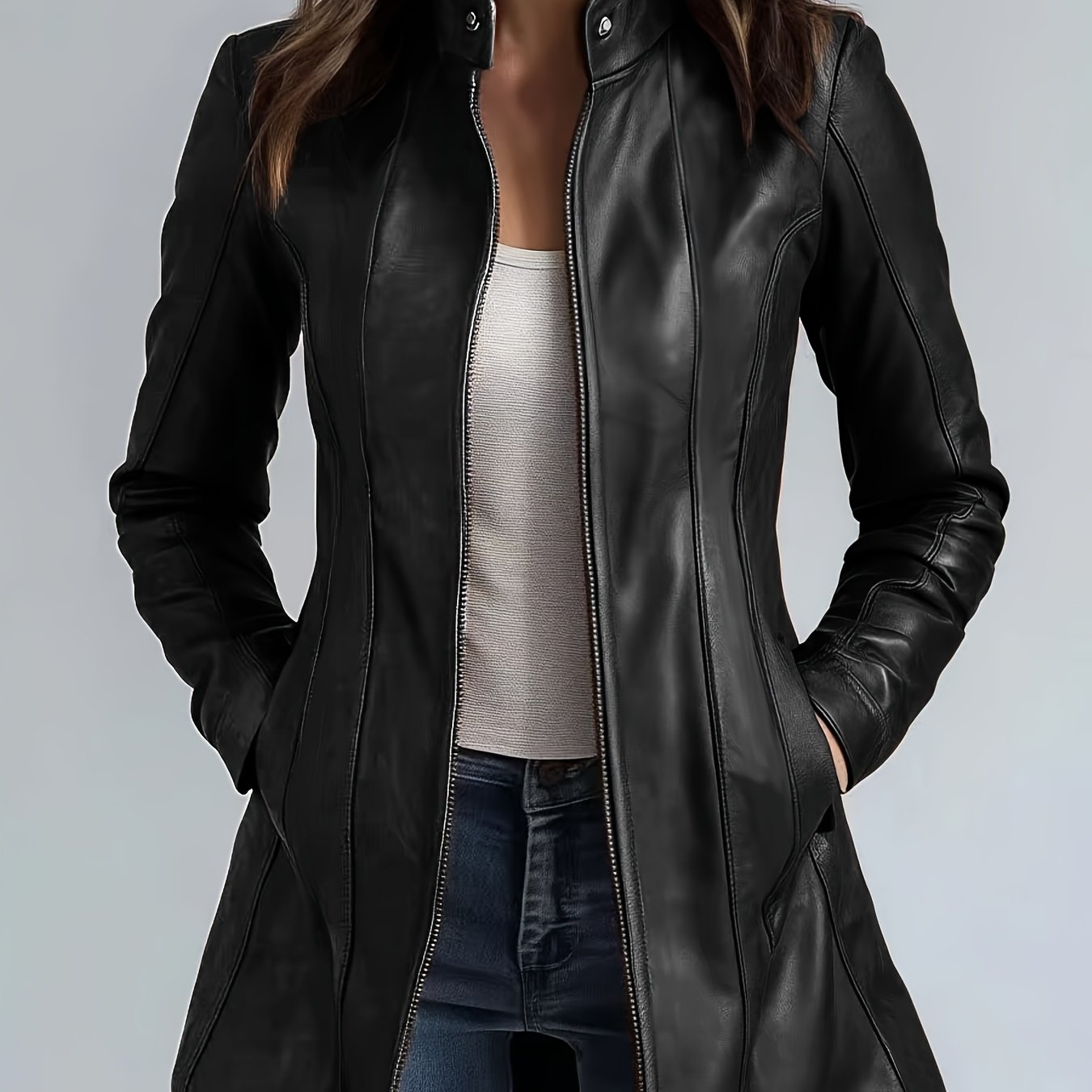 E-shop Damenjacke, PU Slim-Fit Retro-Motorradjacke für Damen, winddichte Damenjacke, geeignet für Frühling, Herbst Winter, mit , Reißverschluss,
