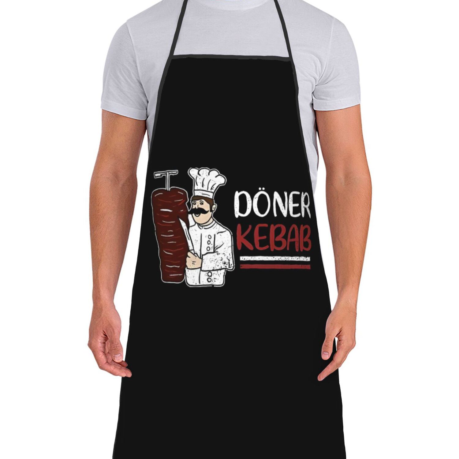Printed Apron For A Featuring Doner Kebab, Durum Kebab, And Kebab Skewers
