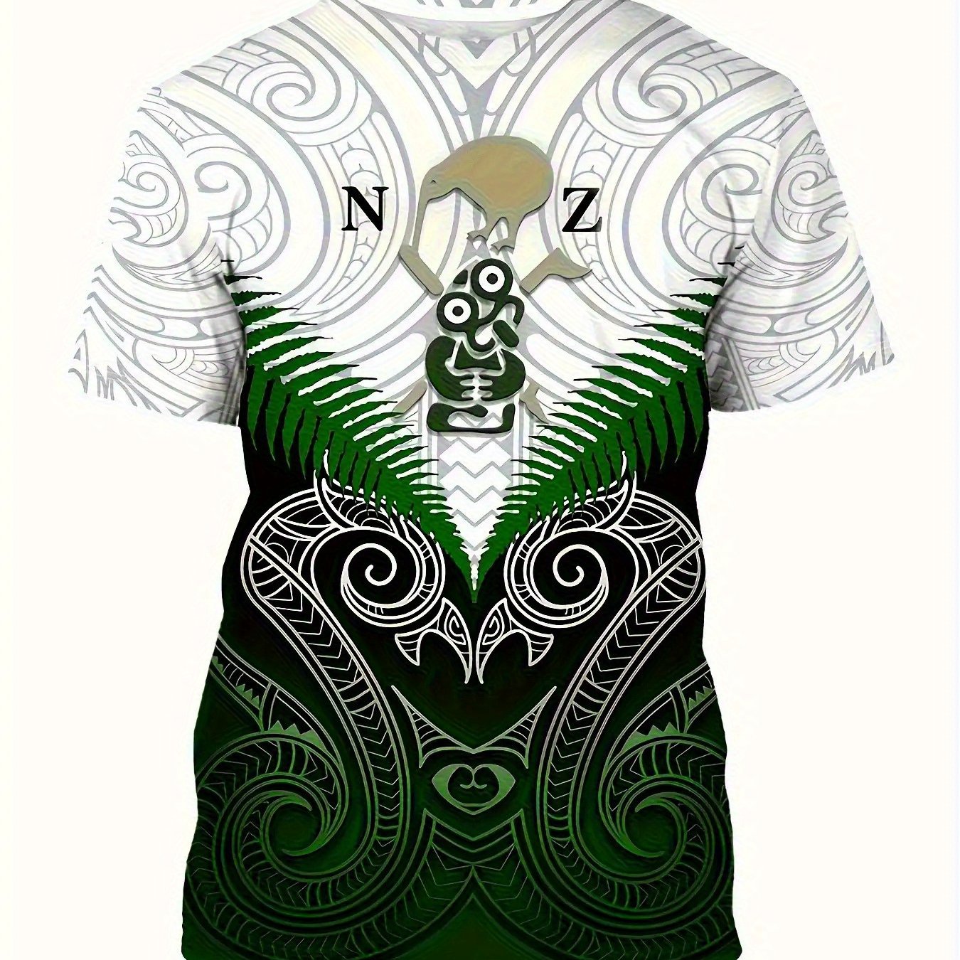 TEMU Men's Maori Tribal T-shirt - New Zealand Tribal Design, Lightweight Quick-dry Fabric, Suitable For Casual And Formal Occasions - Cultural