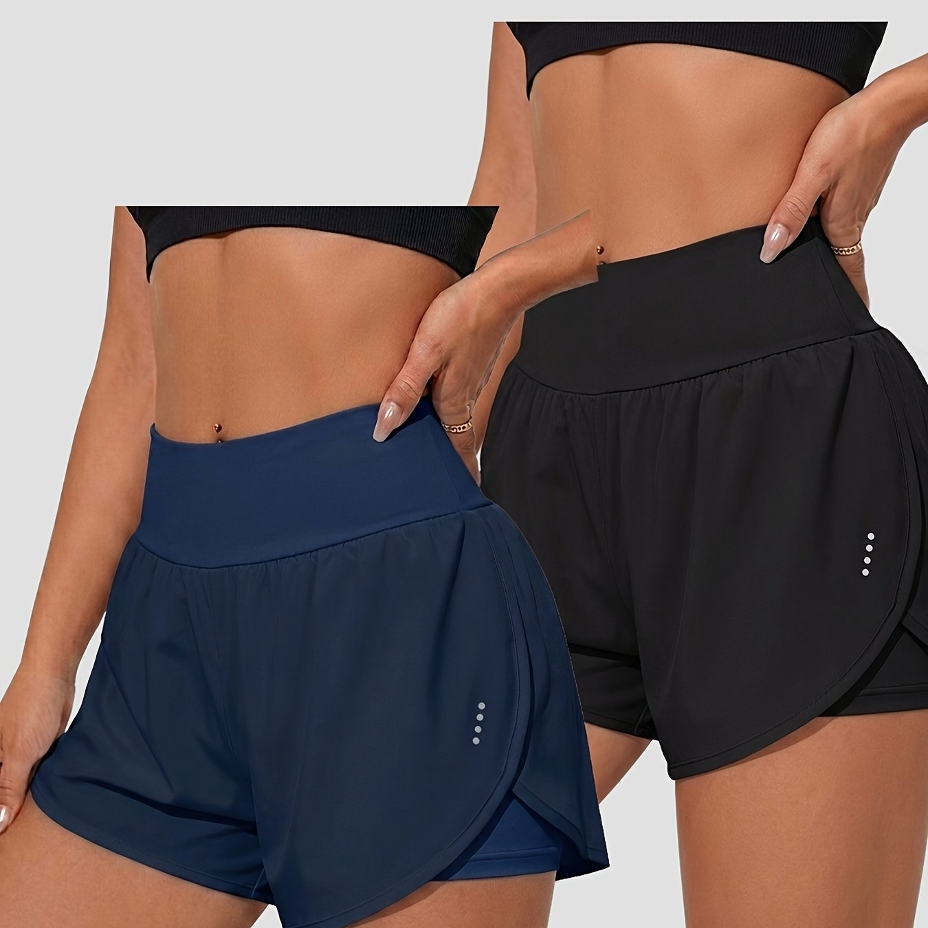 TEMU 2pcs Women's Casual Sports Anti-exposure Shorts | Medium Stretch, Solid Color, Suitable For Spring/summer/fall